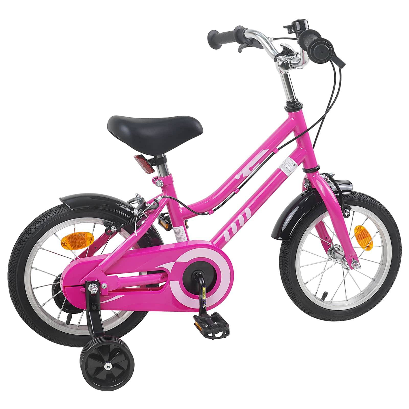 vidaXL Kinderfahrrad 14 Zoll für 3-5 Jahre alt Pink Schwarz