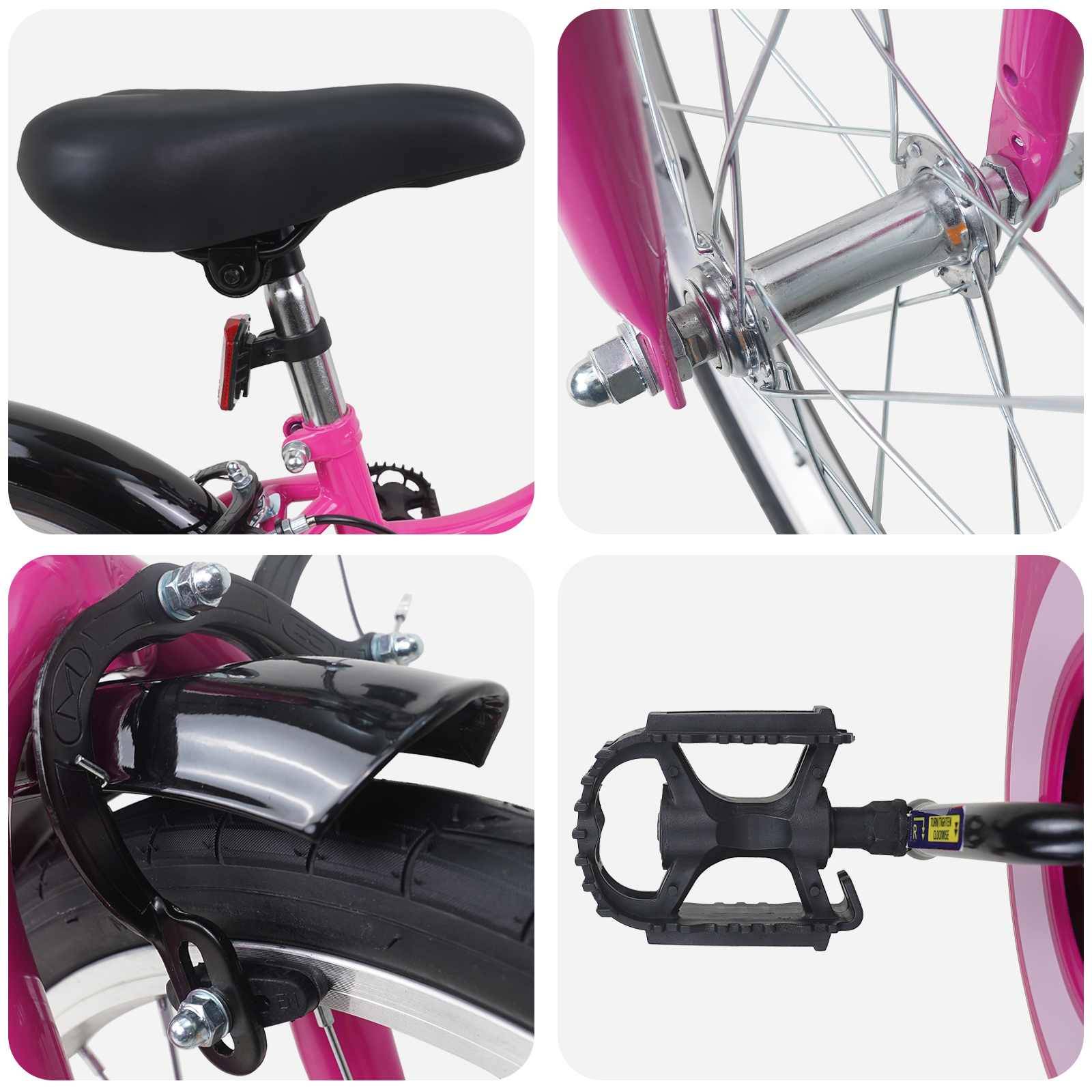 vidaXL Kinderfahrrad 18 Zoll für 5-7 Jahre alt Pink Schwarz