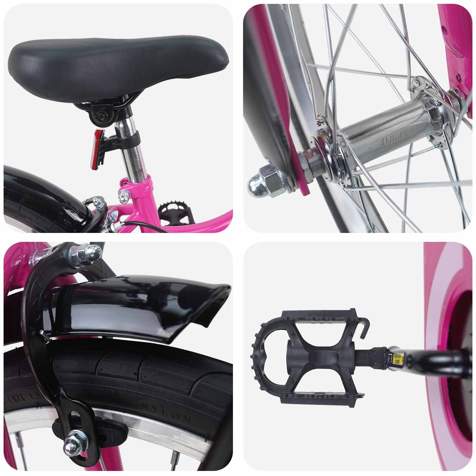 vidaXL Kinderfahrrad 18 Zoll für 5-7 Jahre alt Rosa und Schwarz