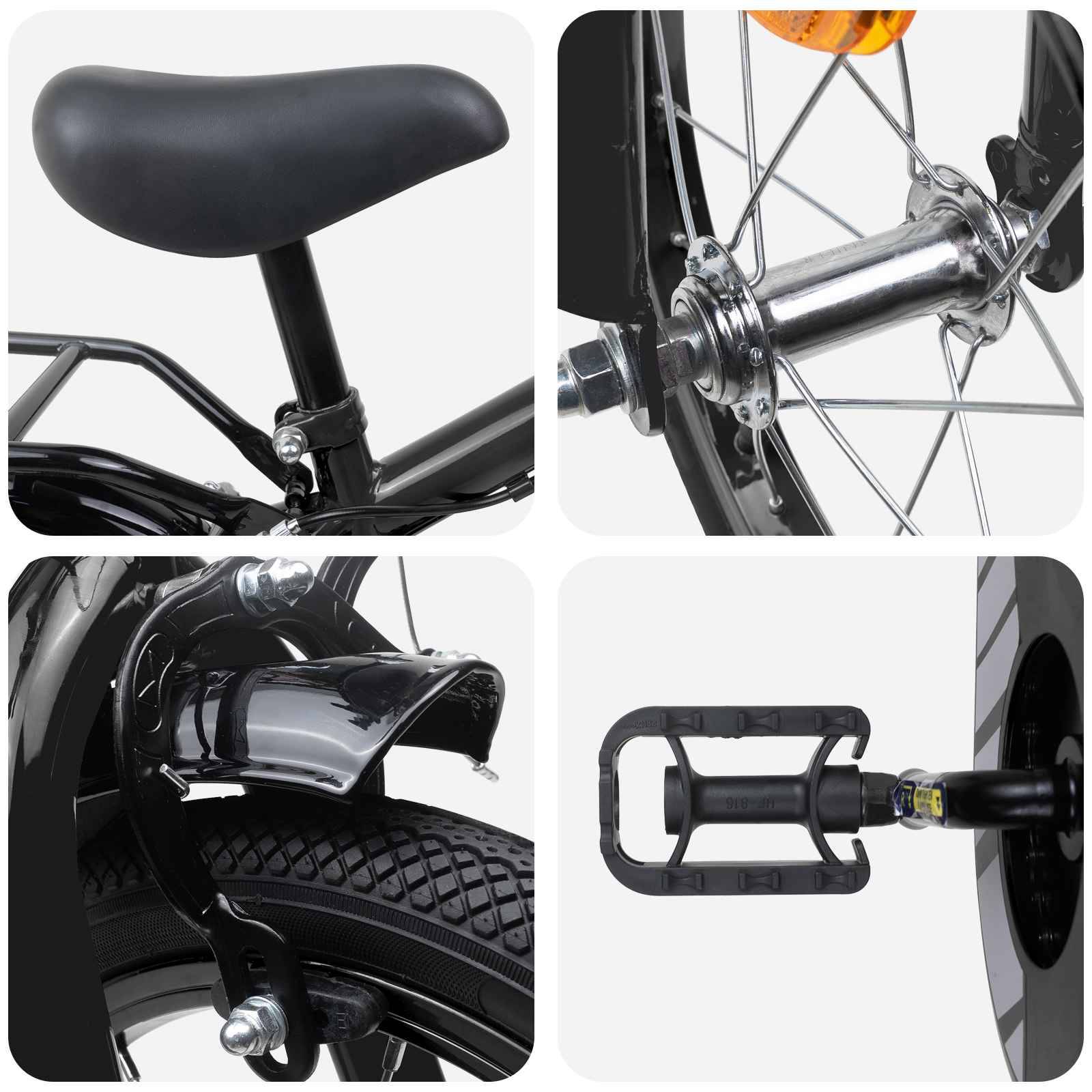 vidaXL Kinderfahrrad 12 Zoll für 2-4 Jahre alt Schwarz