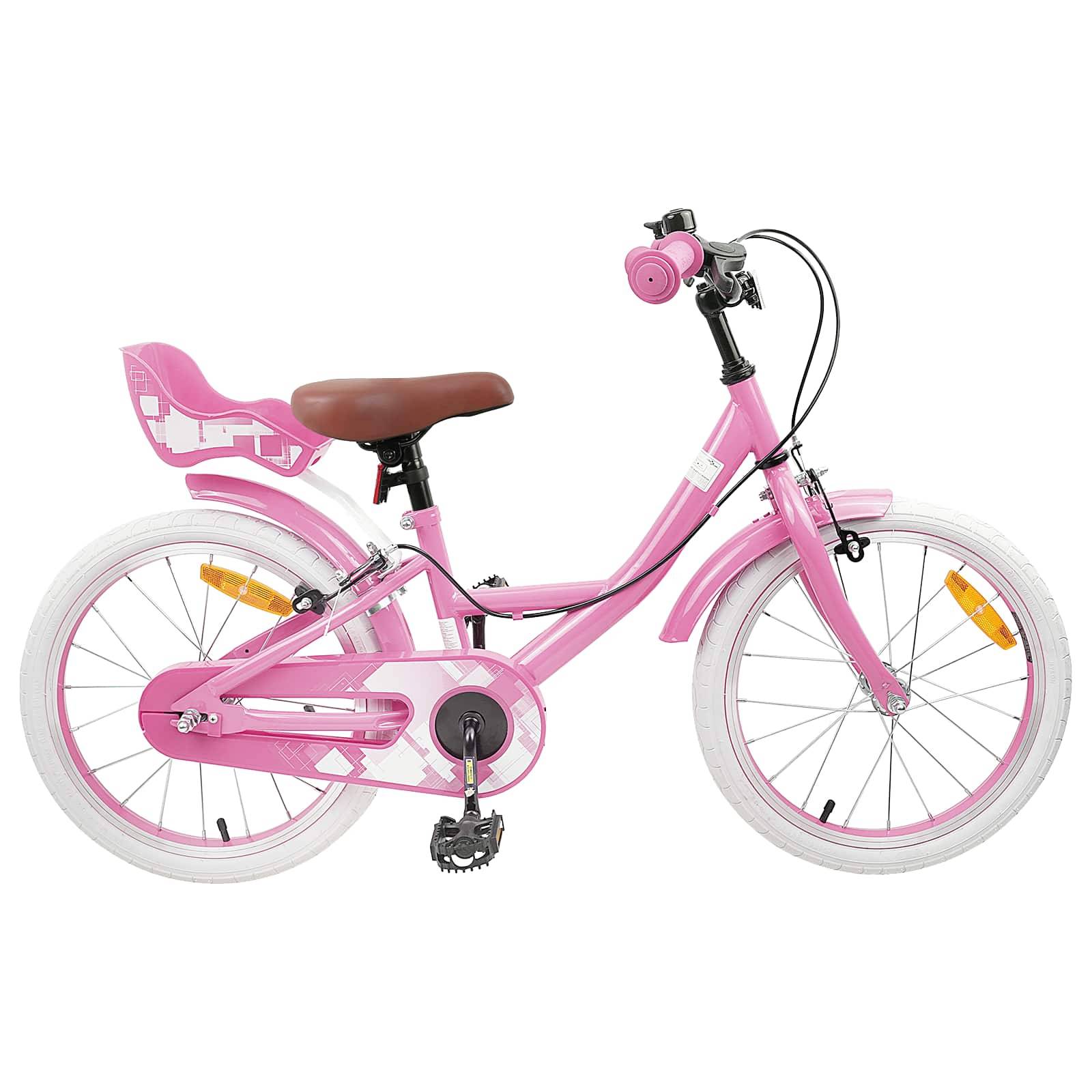 vidaXL Kinderfahrrad 18 Zoll für 5-7 Jahre alt Hellrosa