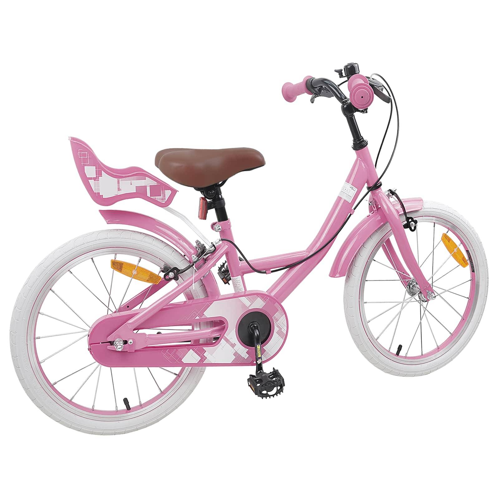 vidaXL Kinderfahrrad 18 Zoll für 5-7 Jahre alt Hellrosa