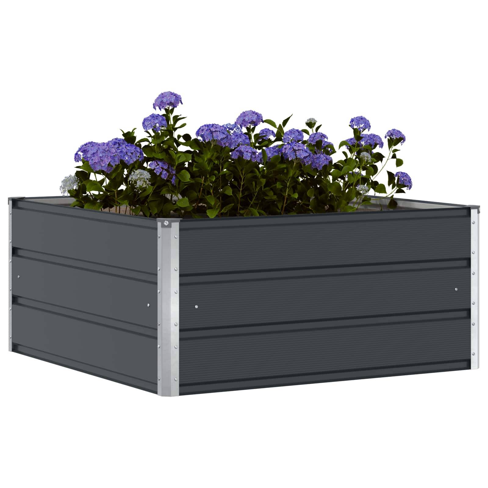 vidaXL Pflanzkübel Anthrazit 100 x 100 x 45 cm Stahl