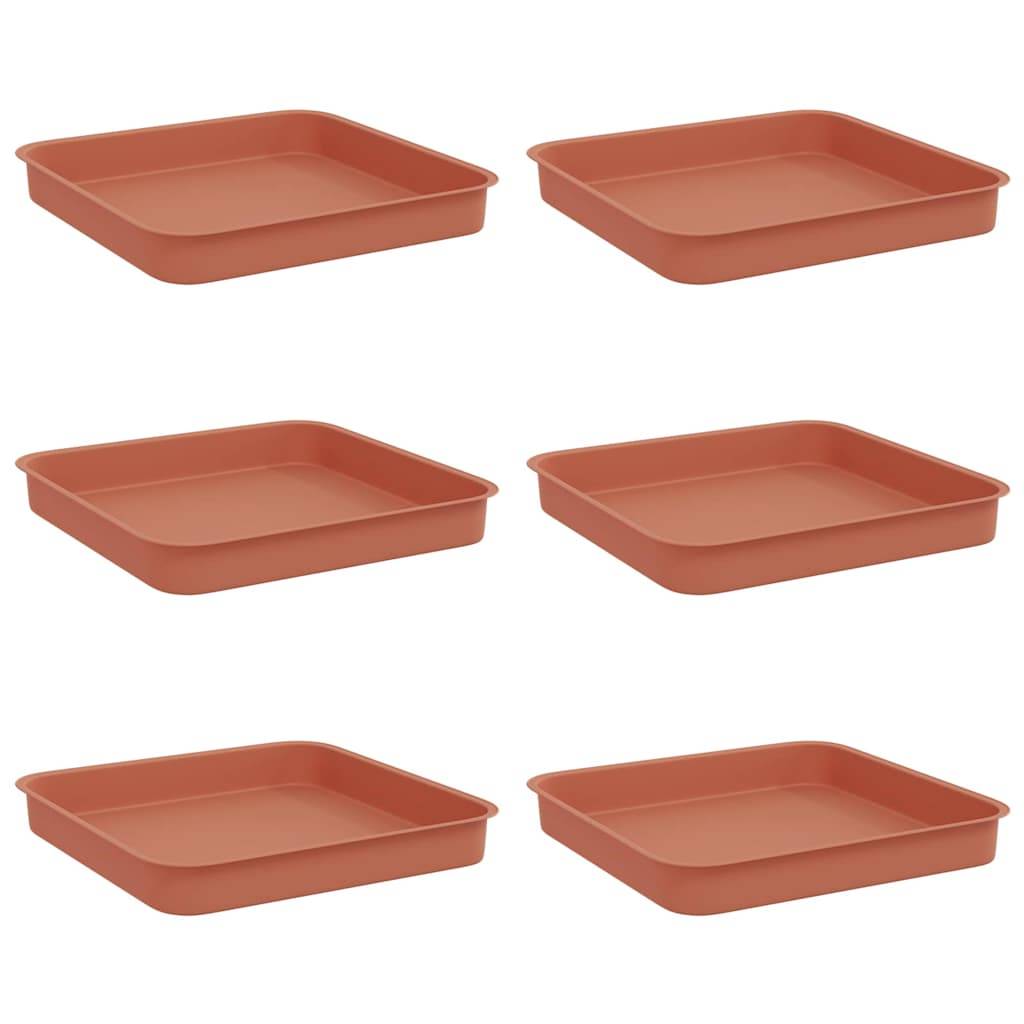 vidaXL Quadratisches Blumentablett 6 pcs Ziegelrot 15 x 15 x 2 cm