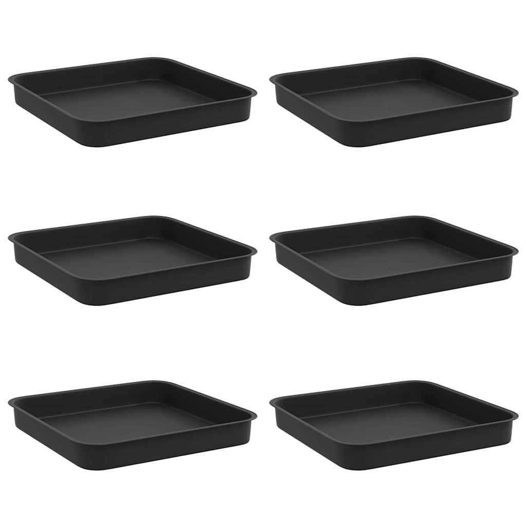vidaXL Quadratisches Blumentablett 6 pcs Schwarz 15 x 15 x 2 cm
