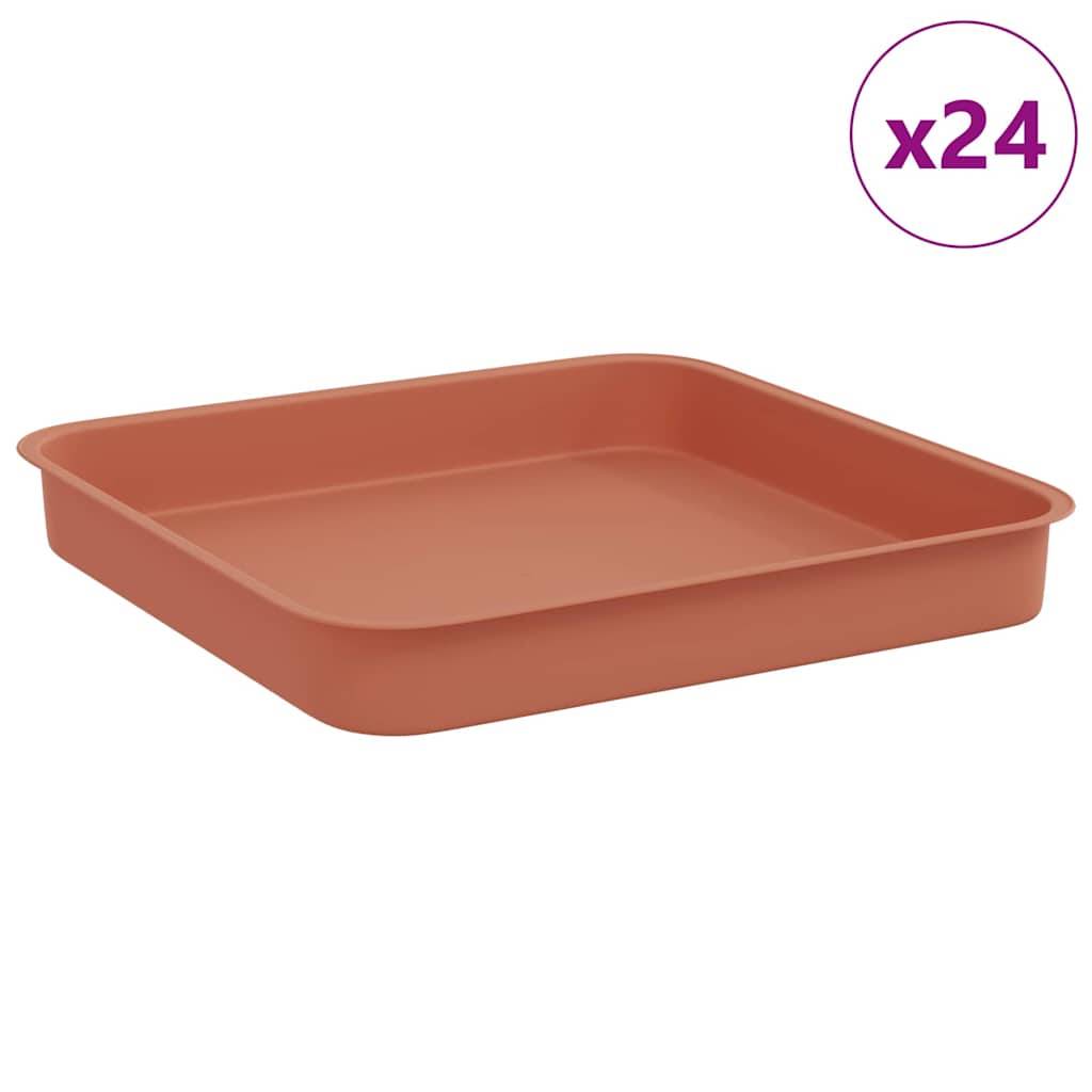 vidaXL Quadratisches Blumentablett 24 pcs Ziegelrot 15 x 15 x 2 cm