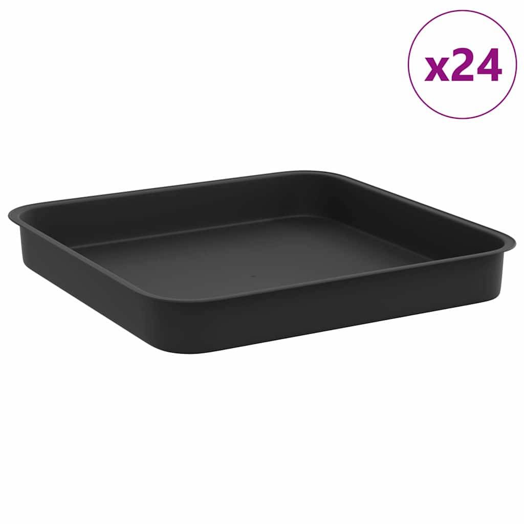 vidaXL Quadratisches Blumentablett 24 pcs Schwarz 15 x 15 x 2 cm