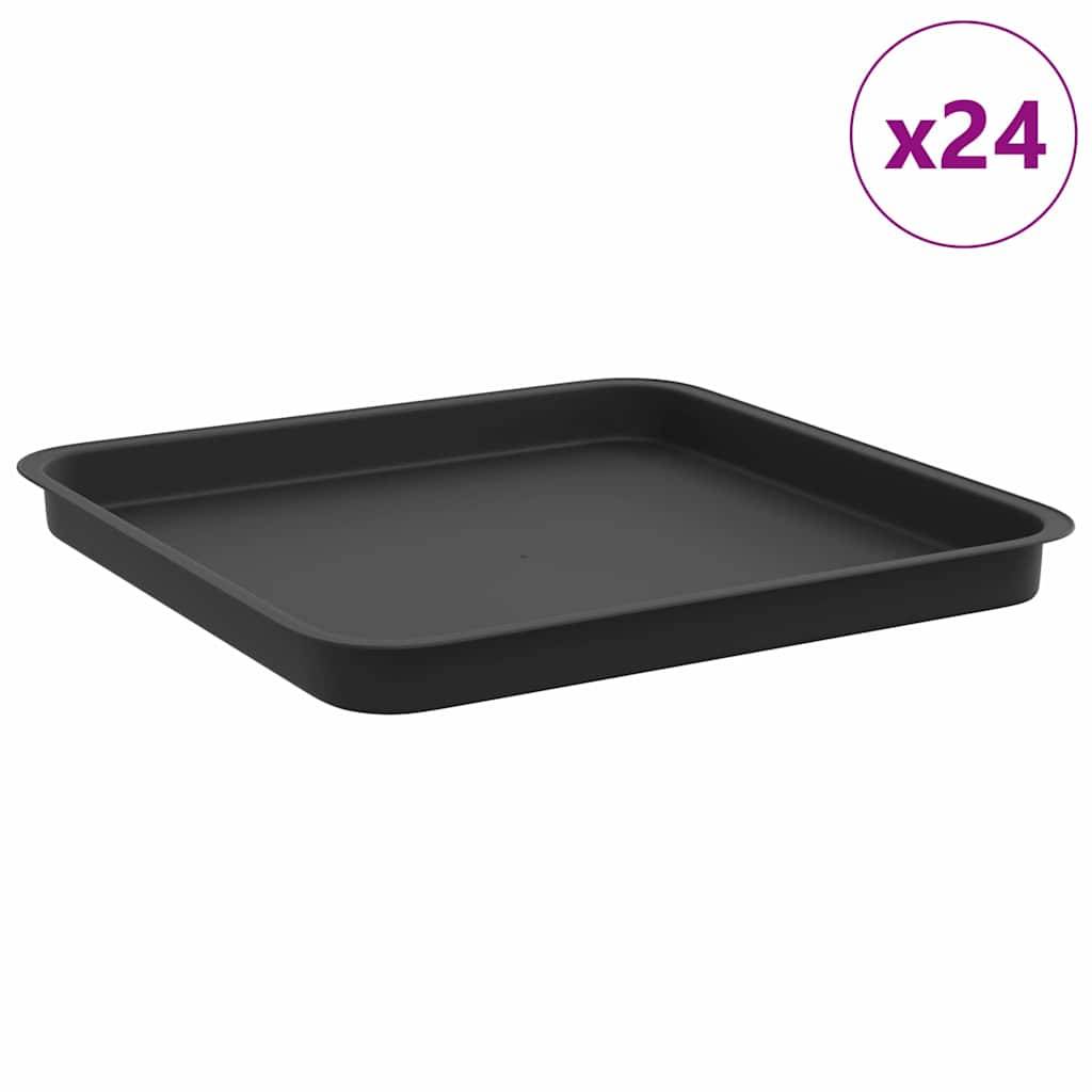 vidaXL Quadratisches Blumentablett 24 pcs Schwarz 36 x 36 x 2,5 cm