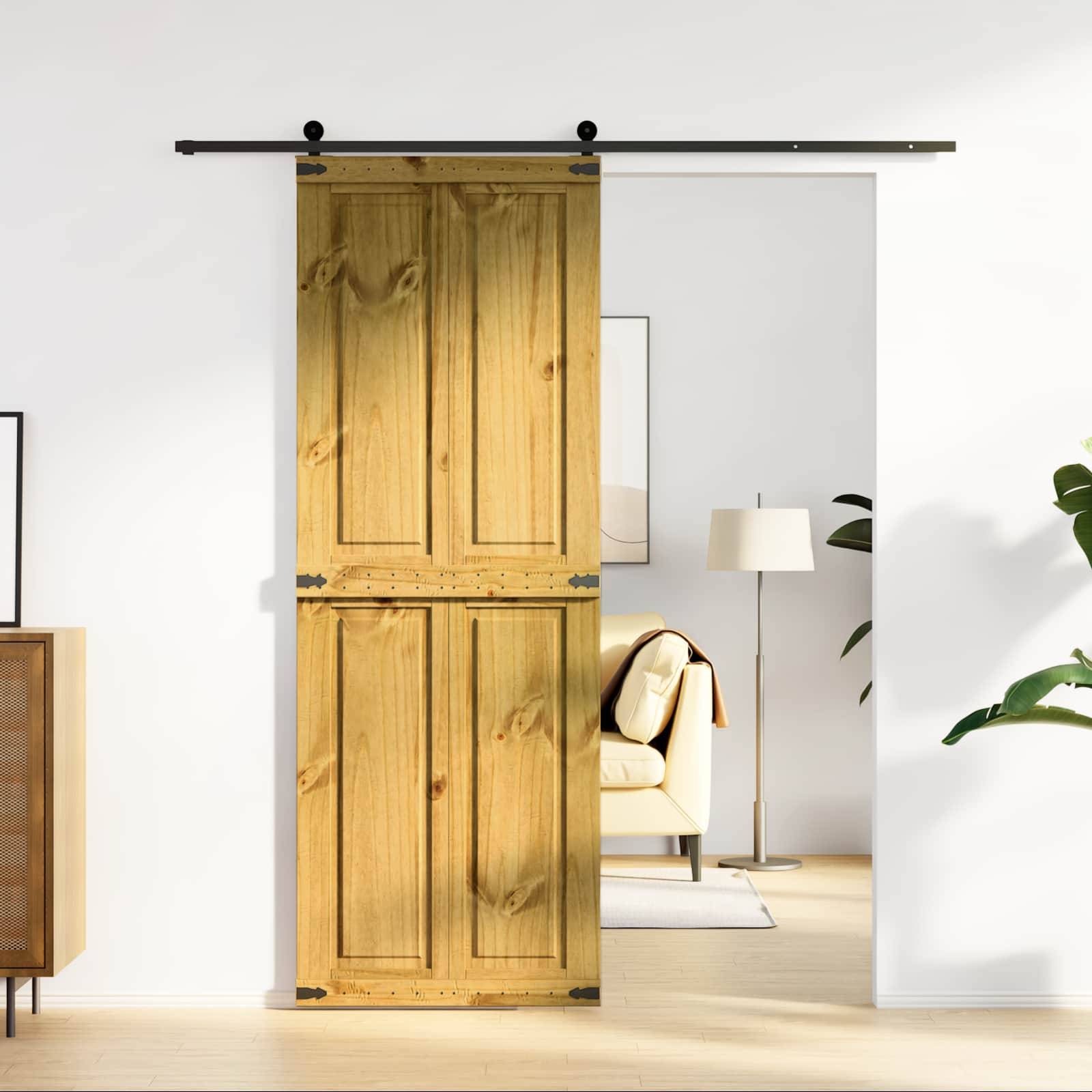 vidaXL Scheunentür Corona Honigbraun 70 x 210 cm Massives Kiefernholz