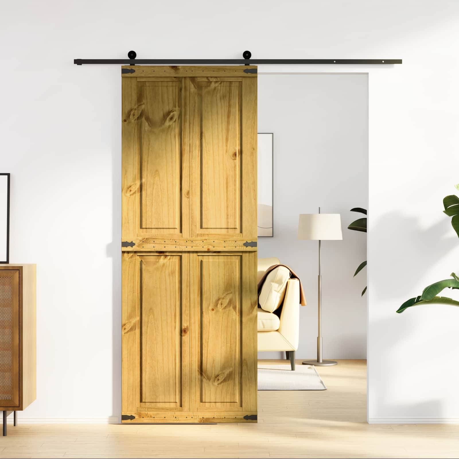 vidaXL Scheunentür Corona Honigbraun 80 x 210 cm Massives Kiefernholz