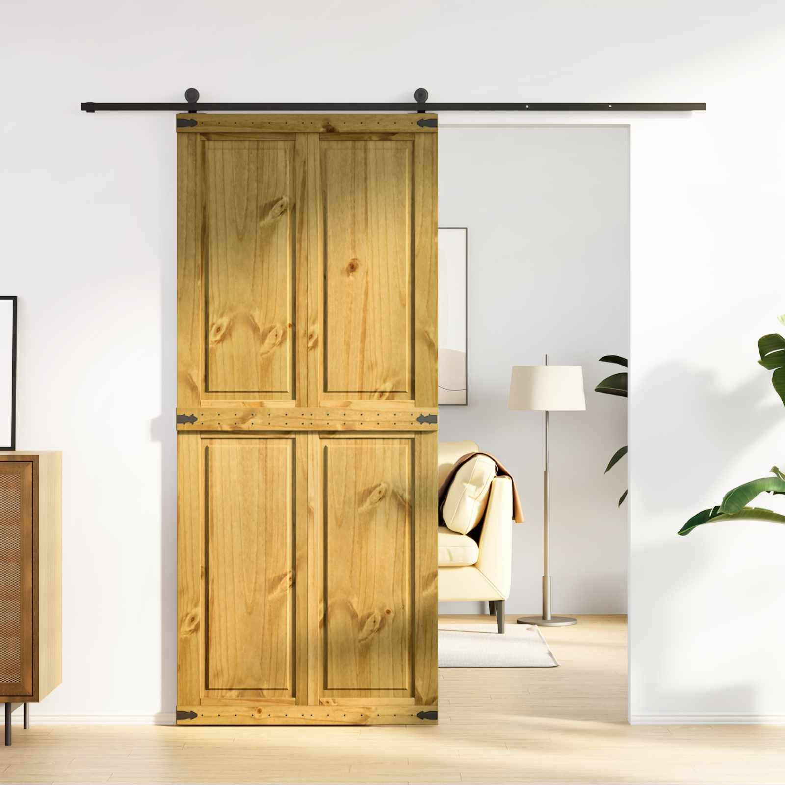 vidaXL Scheunentür Corona Honigbraun 90 x 210 cm Massives Kiefernholz