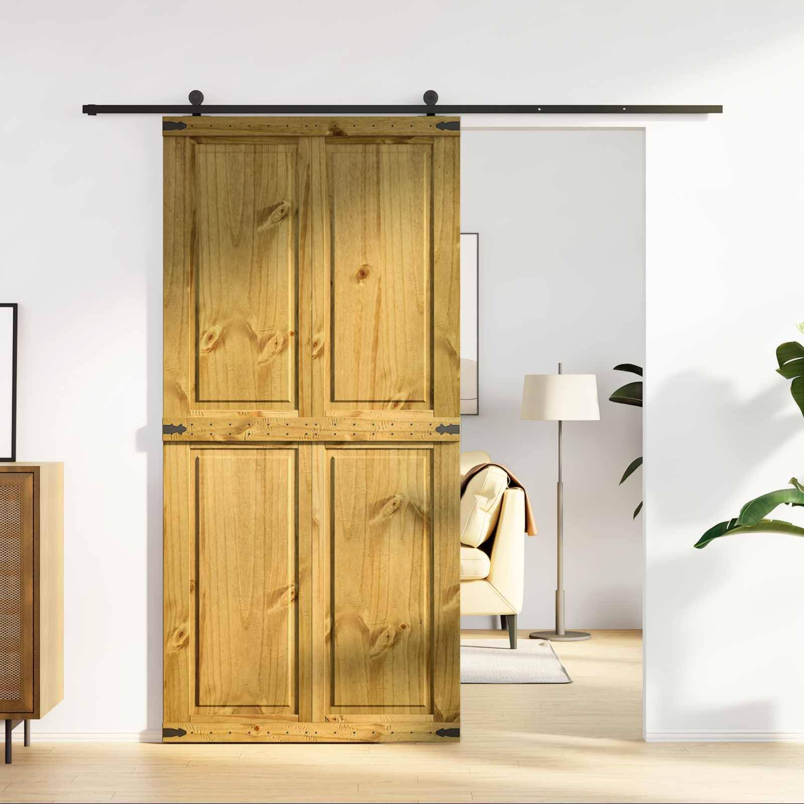 vidaXL Scheunentür Corona Honigbraun 100 x 210 cm Massives Kiefernholz