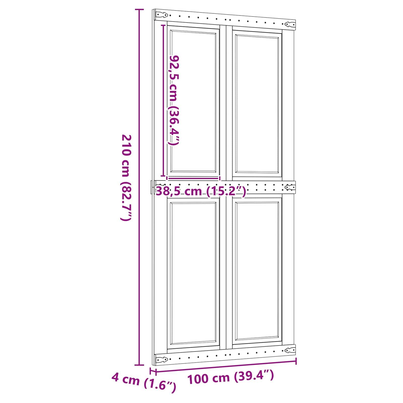 vidaXL Scheunentür Corona Honigbraun 100 x 210 cm Massives Kiefernholz
