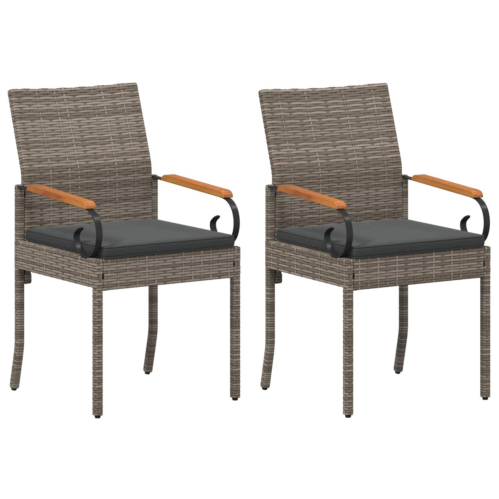 vidaXL Gartenstühle 2 pcs Grau und Dunkelgrau Poly-Rattan und Akazie