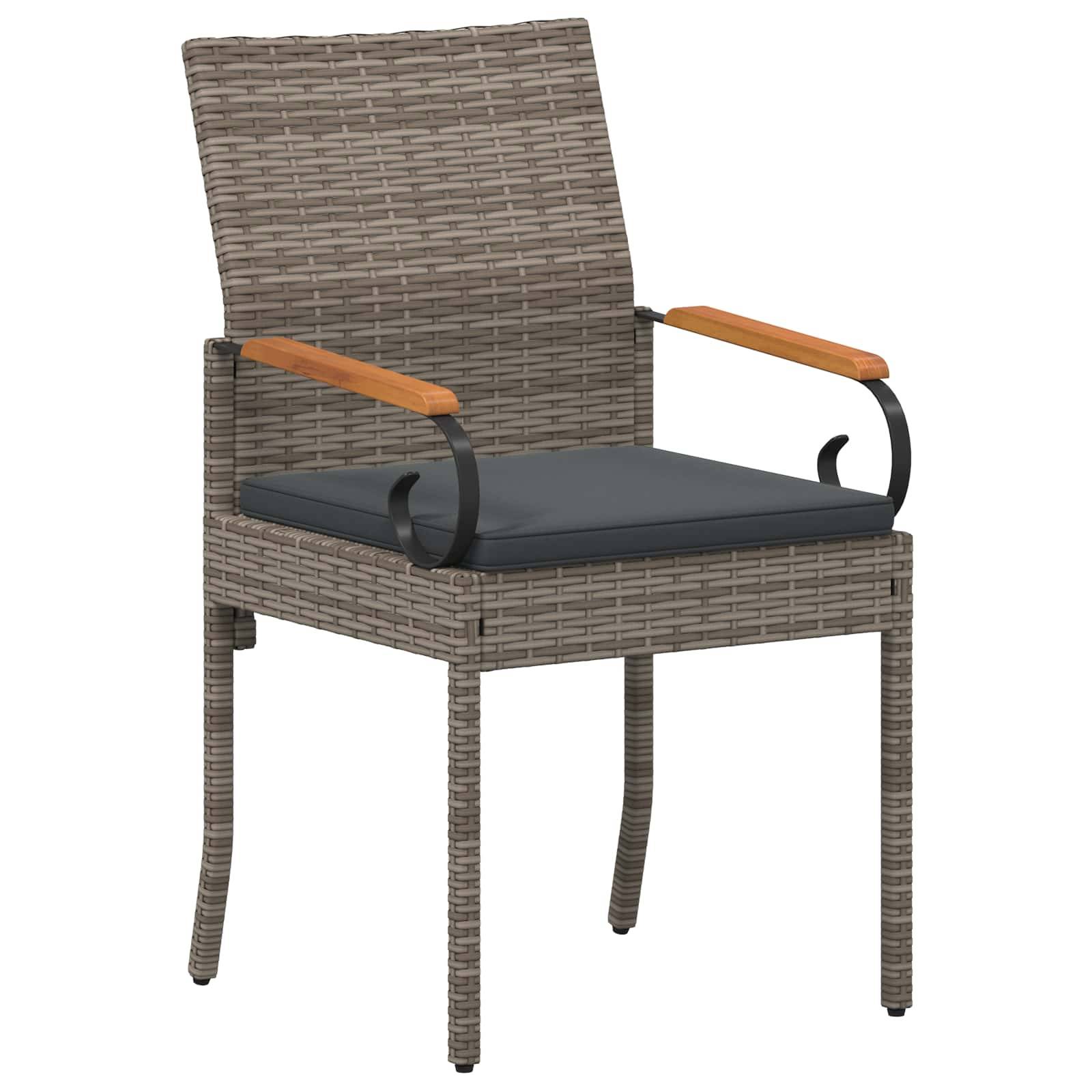 vidaXL Gartenstühle 2 pcs Grau und Dunkelgrau Poly-Rattan und Akazie