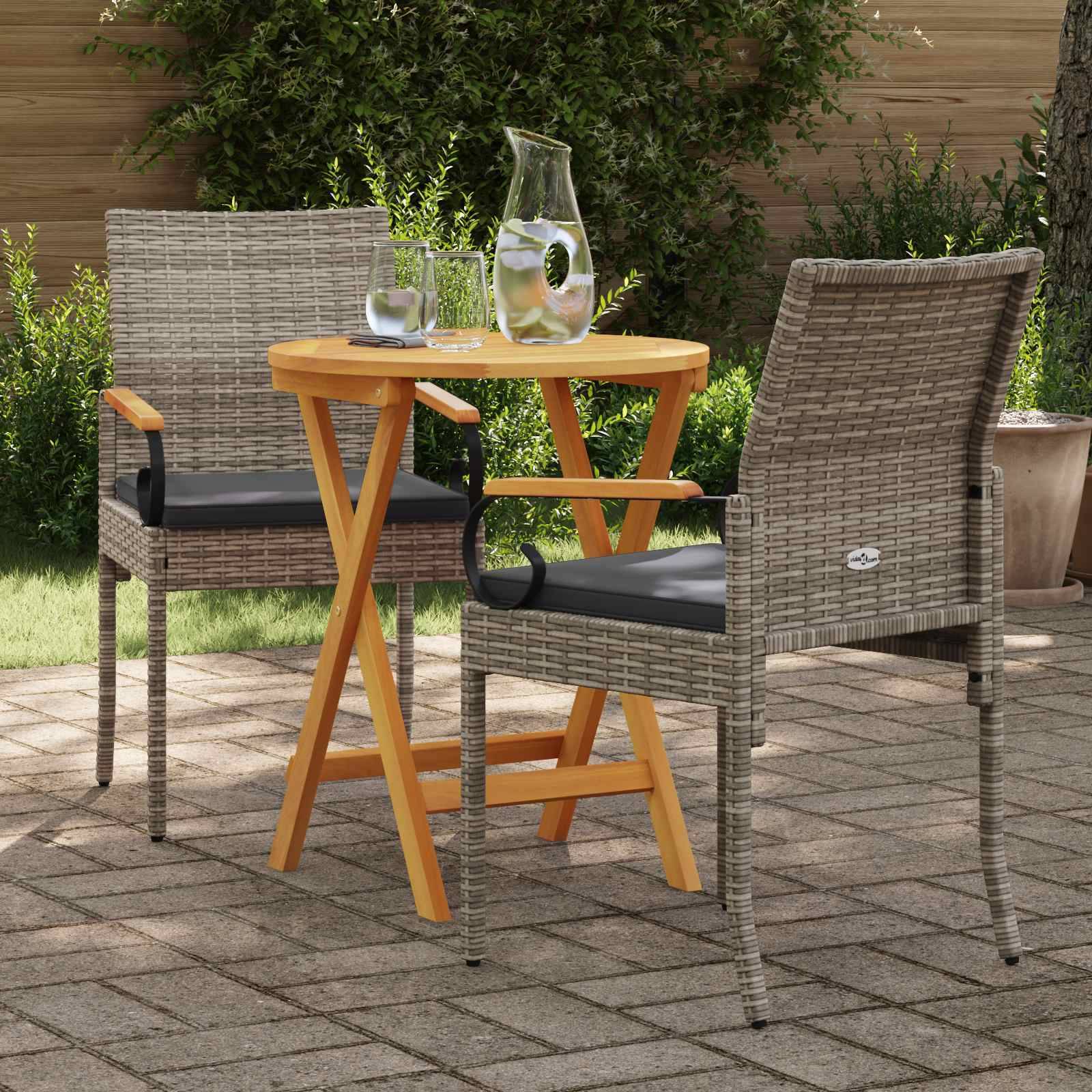 vidaXL Gartenstühle 2 pcs Grau und Dunkelgrau Poly-Rattan und Akazie
