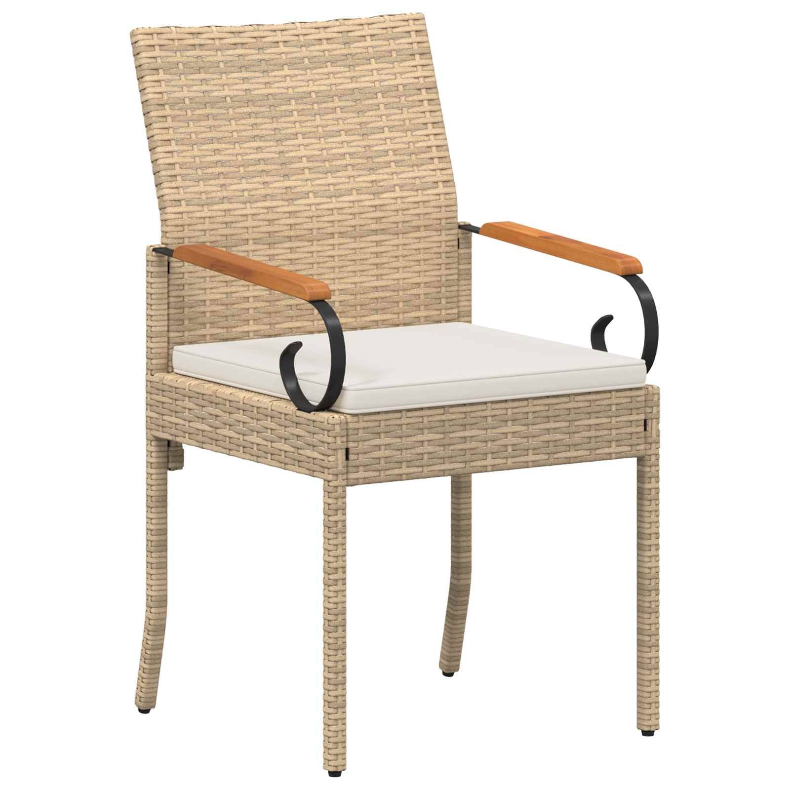 vidaXL Gartenstühle 2 pcs Beige und Cremeweiß Poly-Rattan und Akazie