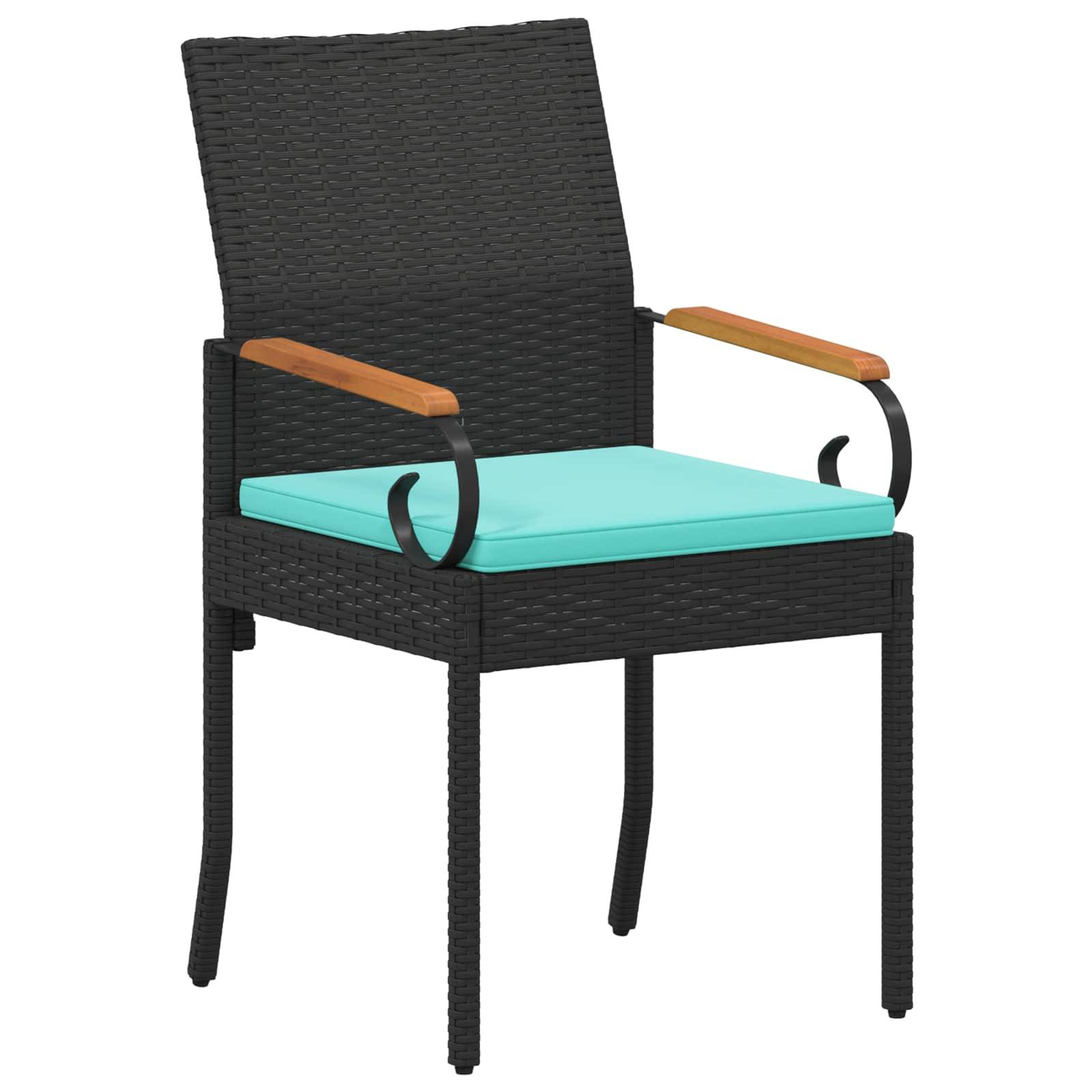 vidaXL Gartenstühle 2 pcs Schwarz und Türkis Poly-Rattan und Akazie