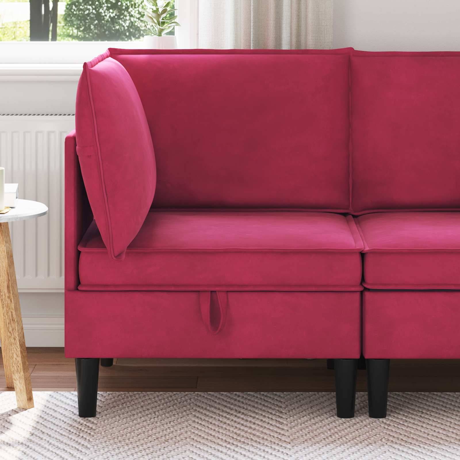 vidaXL Sofa mit Stauraum Weinrot Samt