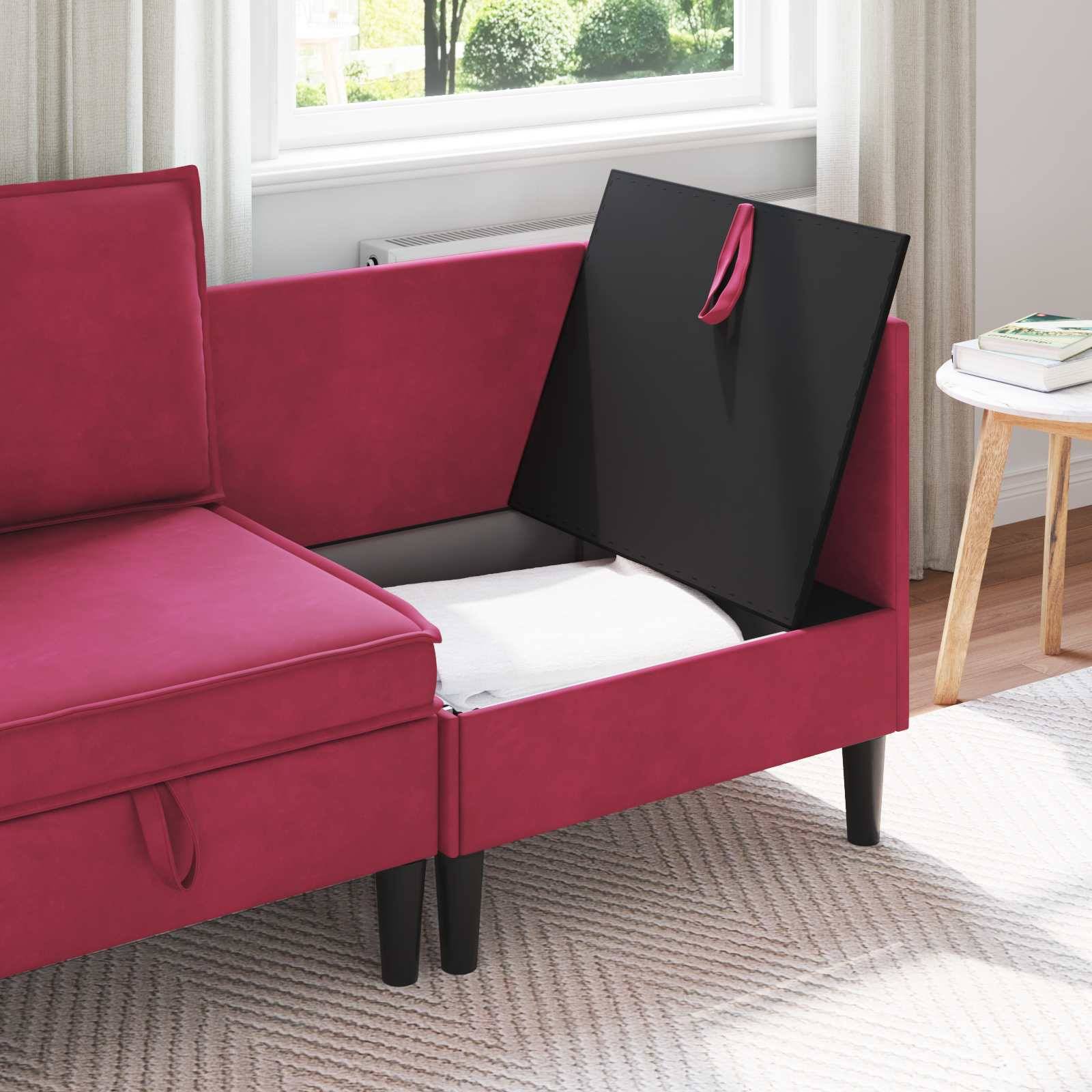 vidaXL Sofa mit Stauraum Weinrot Samt
