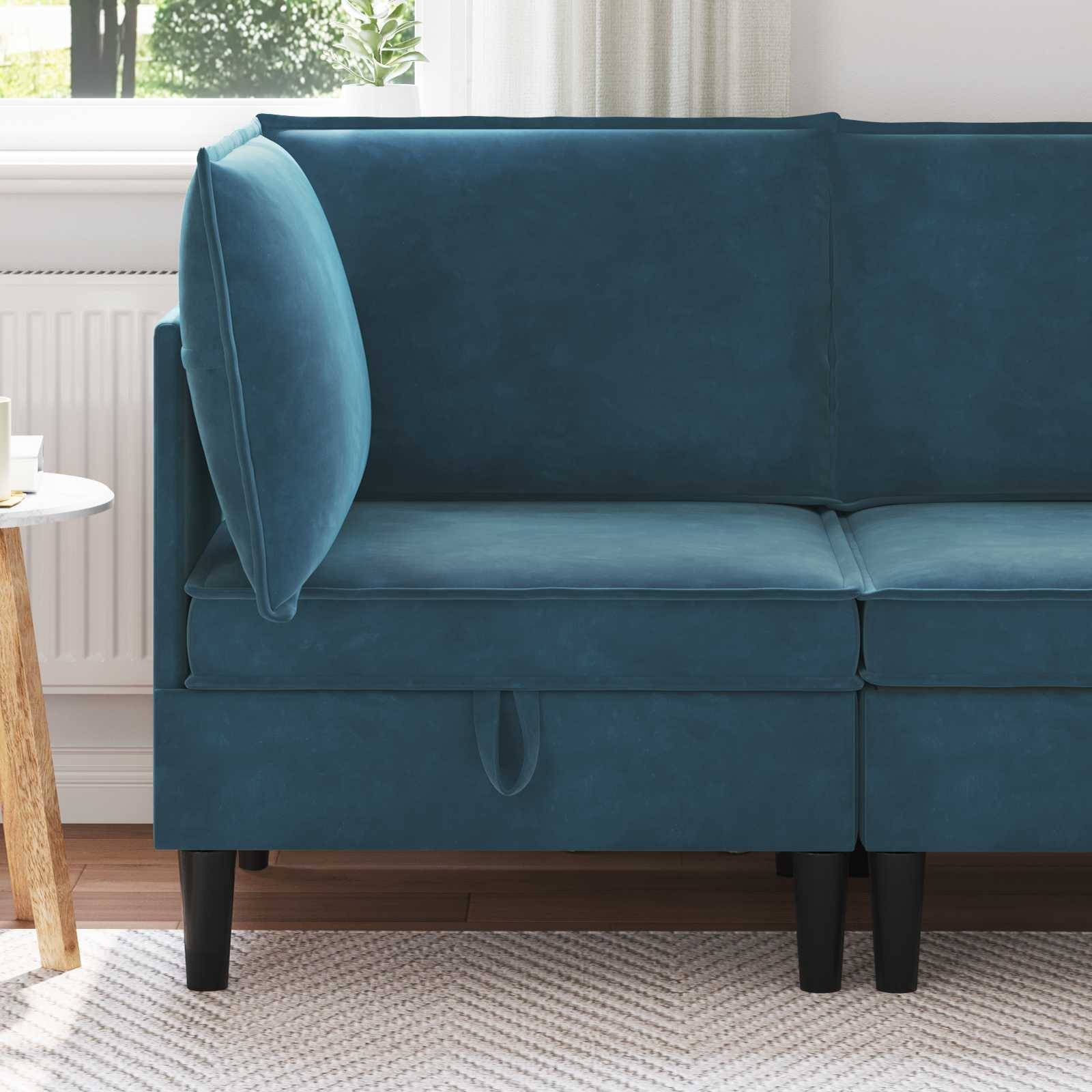 vidaXL Sofa mit Stauraum Blau Samt