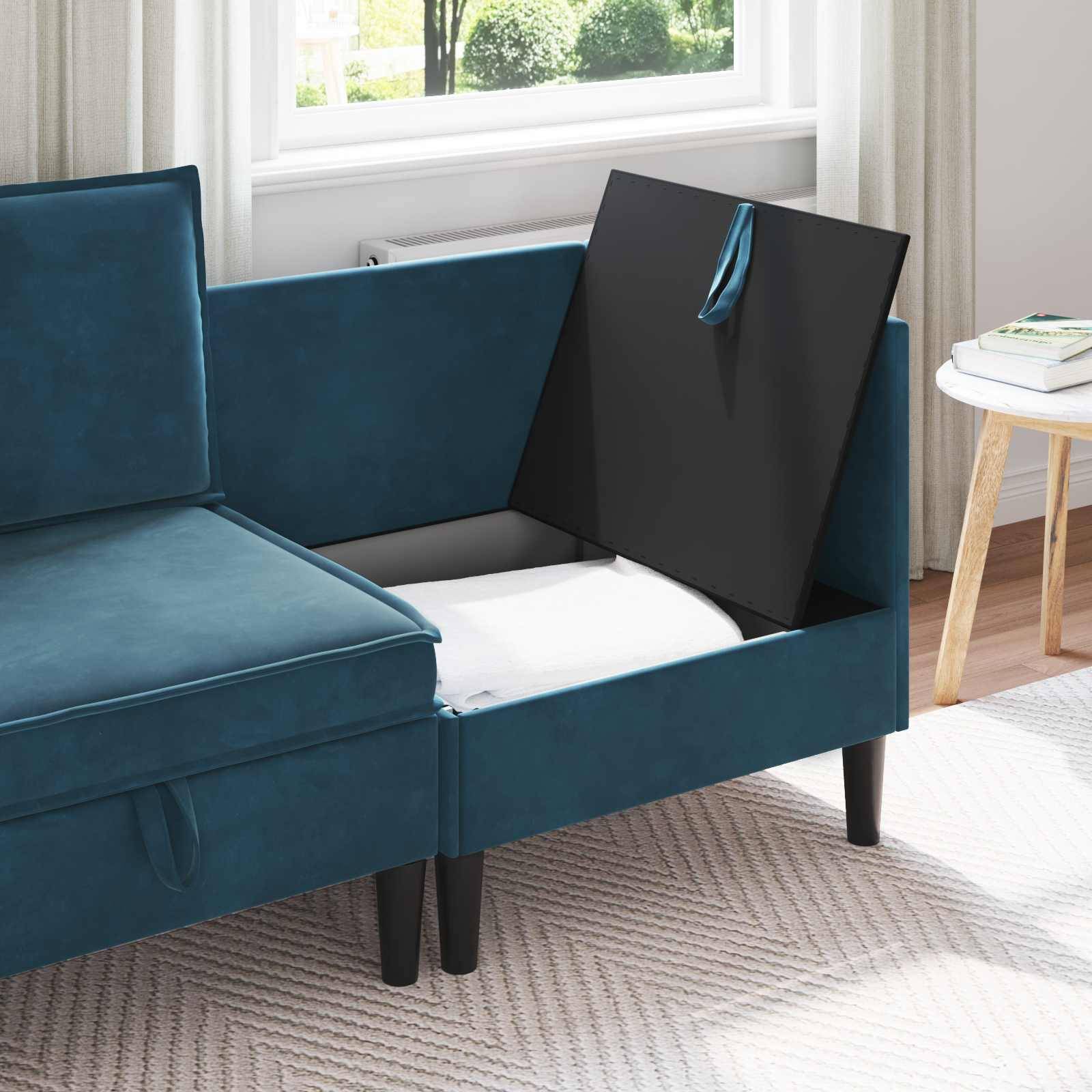vidaXL Sofa mit Stauraum Blau Samt