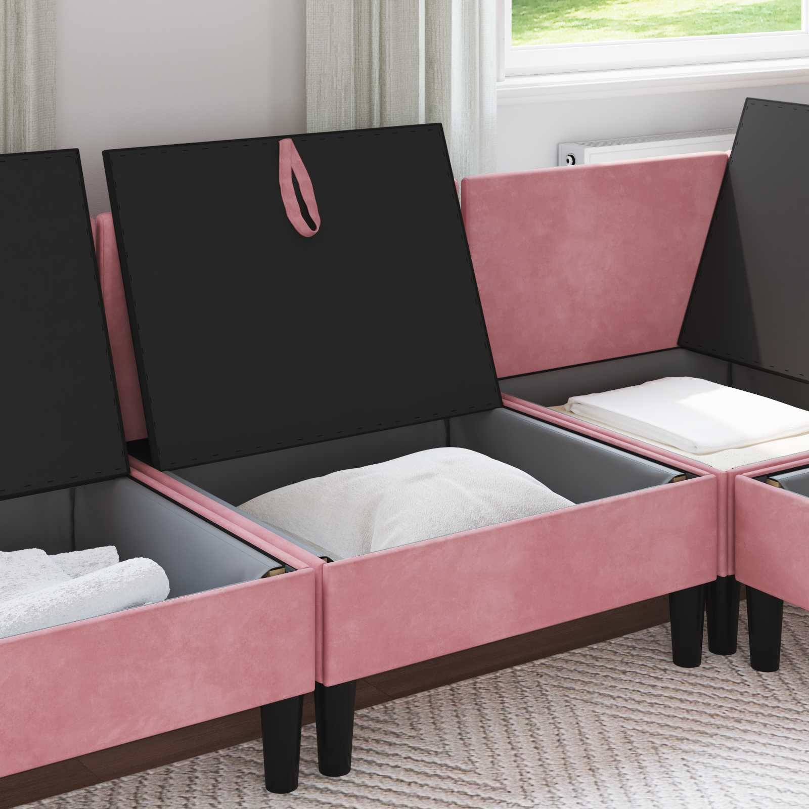 vidaXL Mittels Sofa mit Stauraum Rosa Samt
