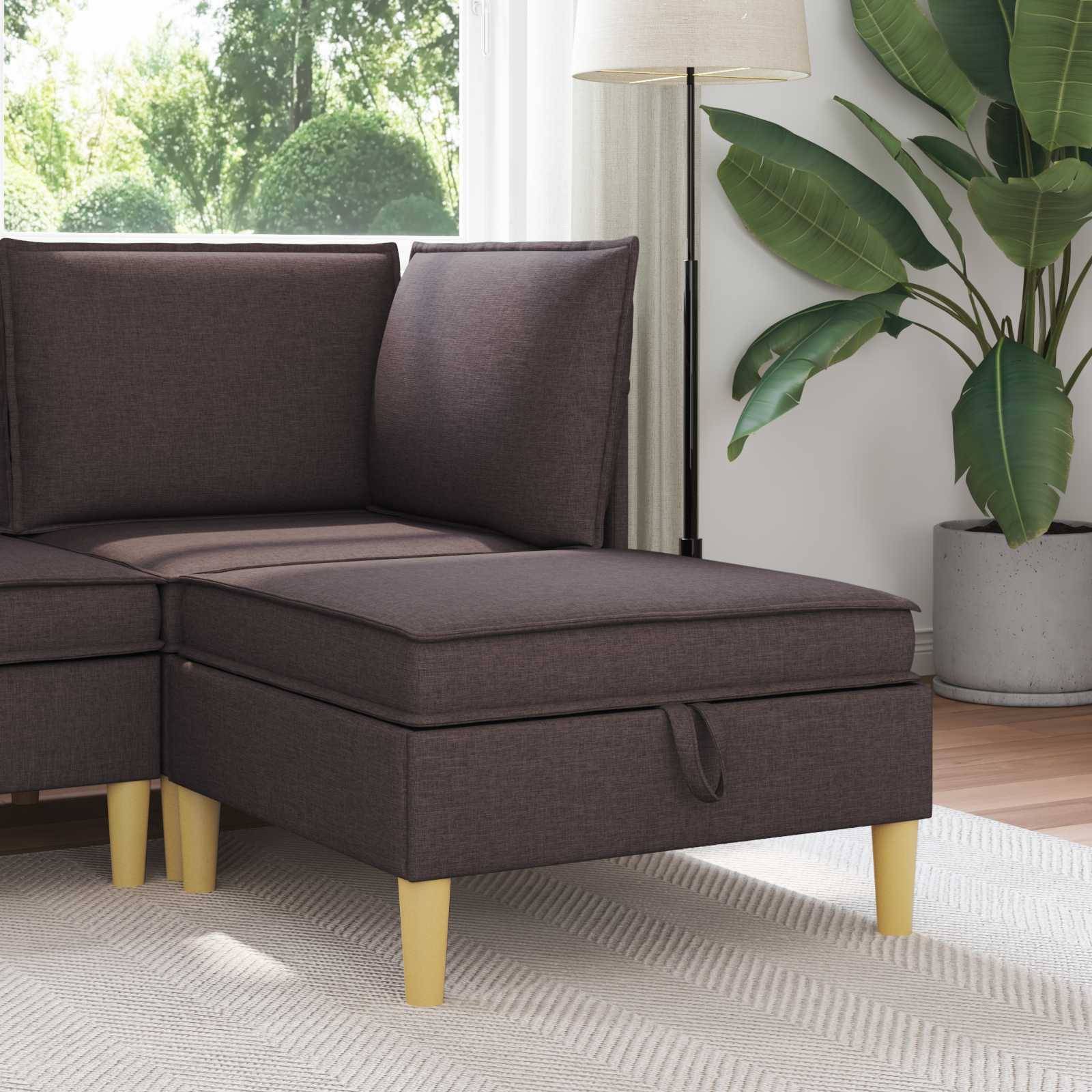 vidaXL Sofa-Hocker mit Stauraum Dunkelbraun Stoff