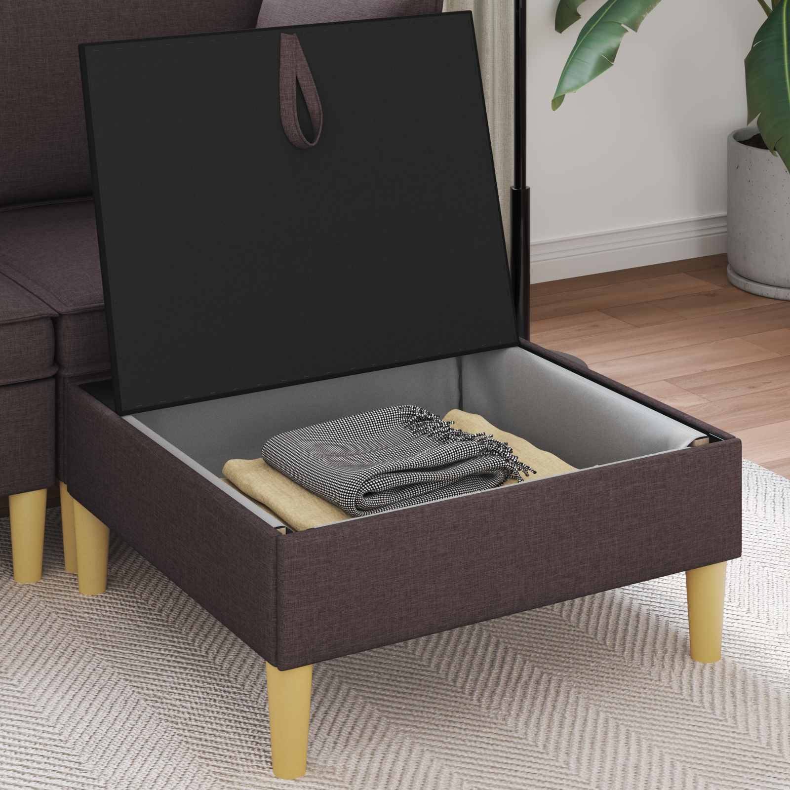 vidaXL Sofa-Hocker mit Stauraum Dunkelbraun Stoff