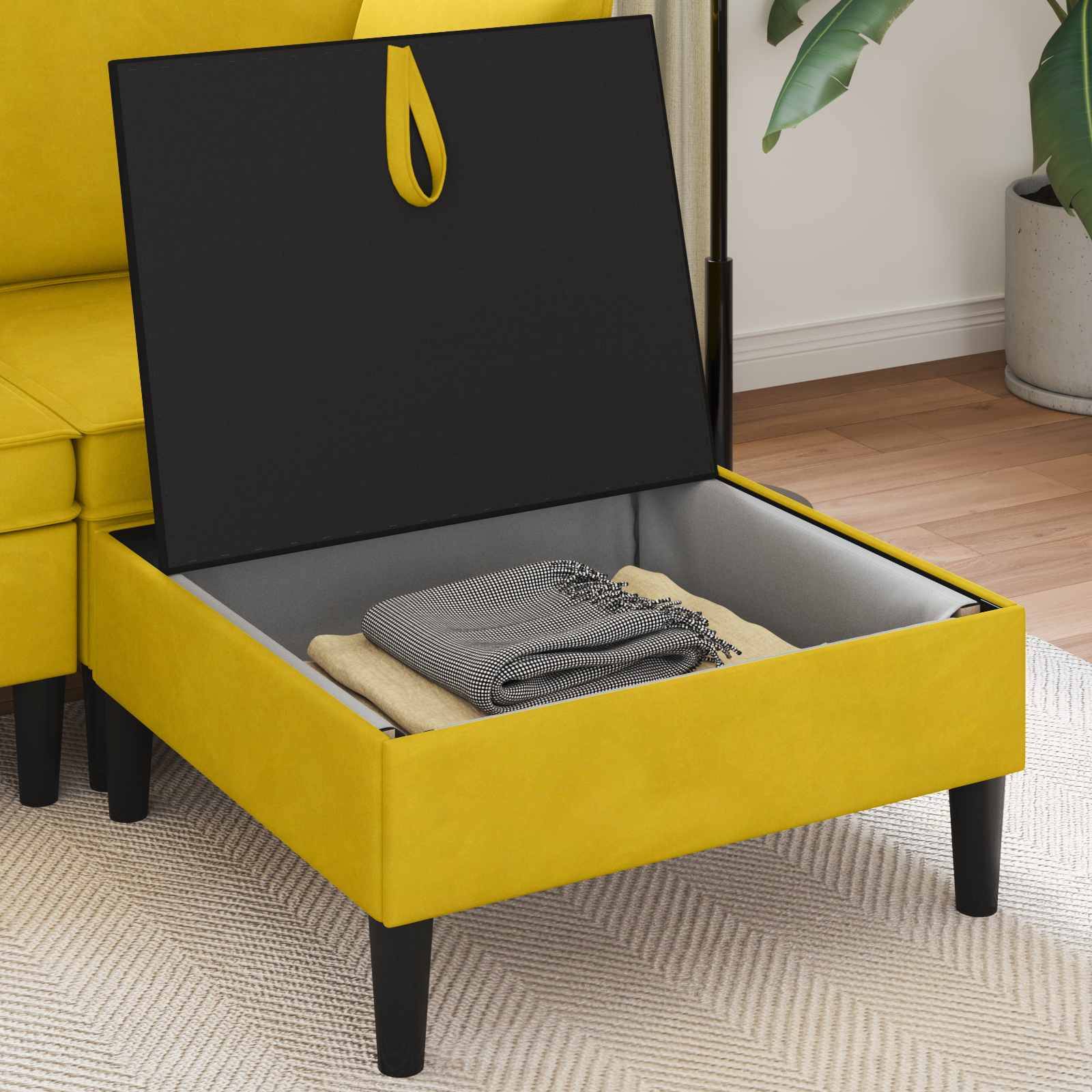 vidaXL Sofa-Hocker mit Stauraum Gelb Samt