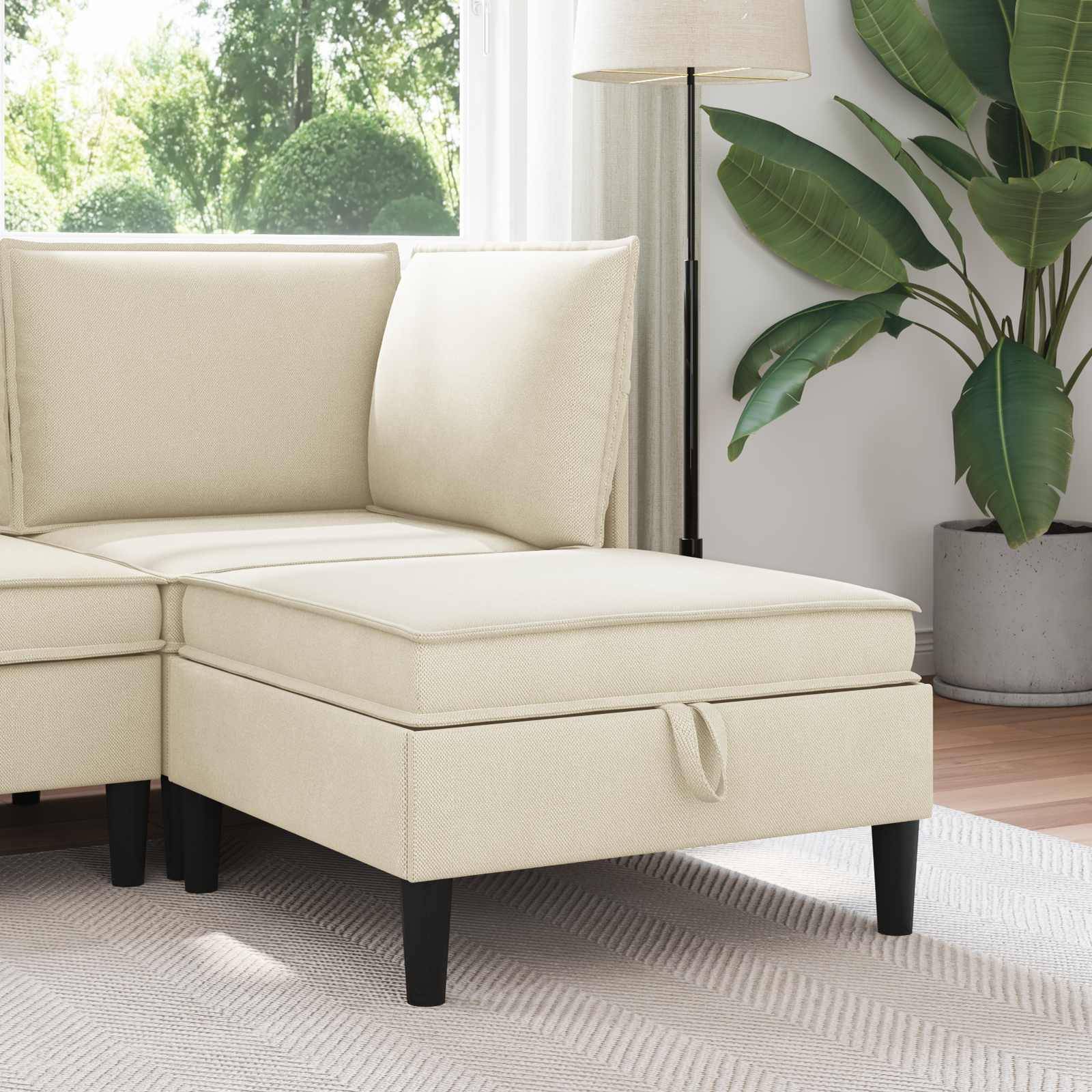 vidaXL Sofa-Hocker mit Stauraum Creme Samt