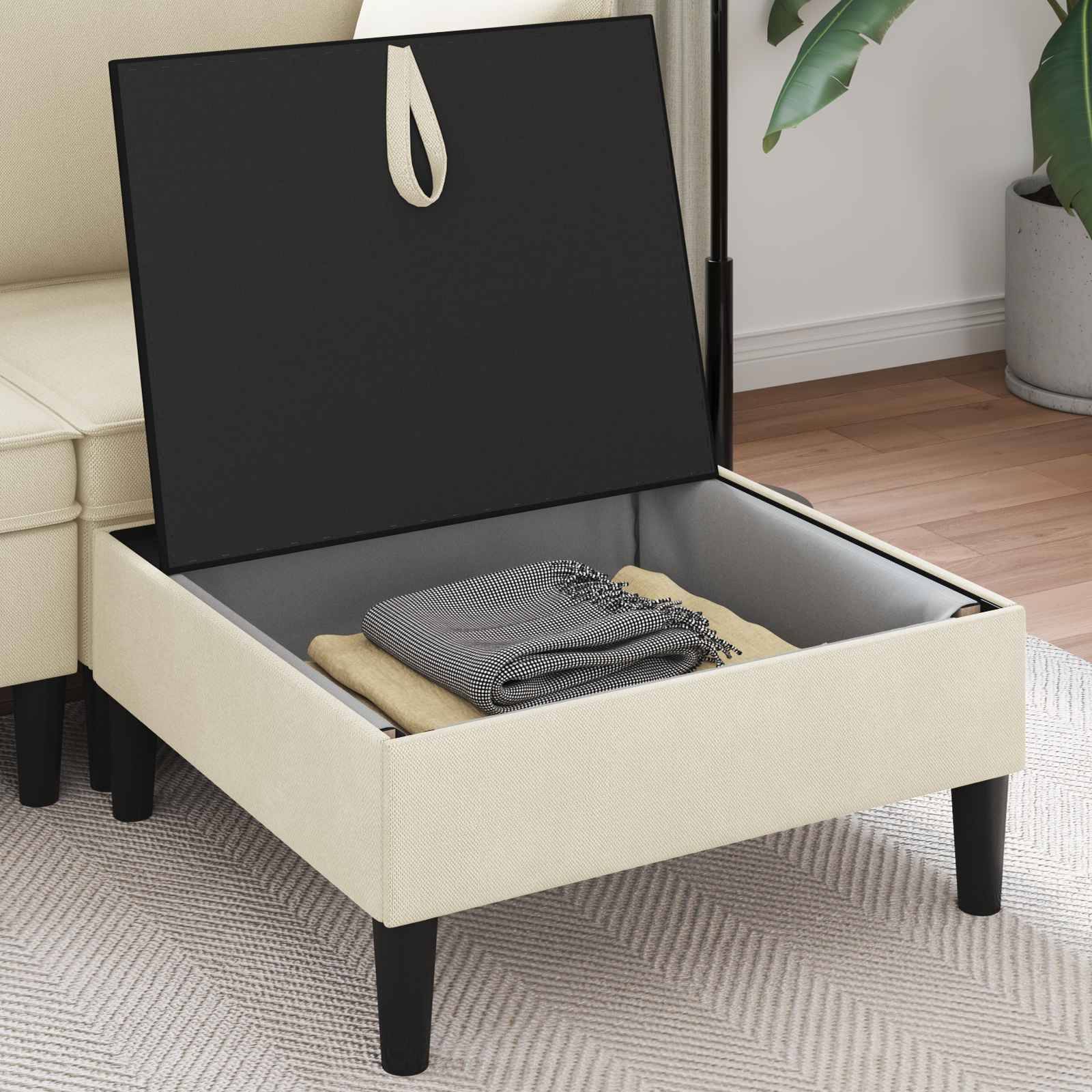 vidaXL Sofa-Hocker mit Stauraum Creme Samt