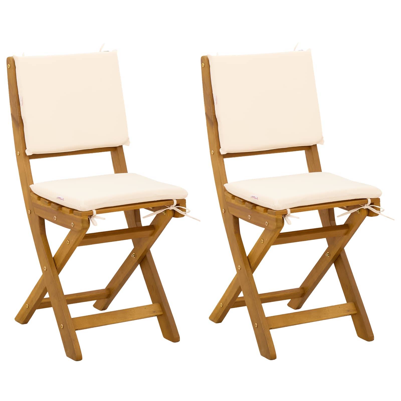 vidaXL Außen Bistro-Stühle mit Kissen 2 pcs Cremeweiß 38 x 46 x 85 cm