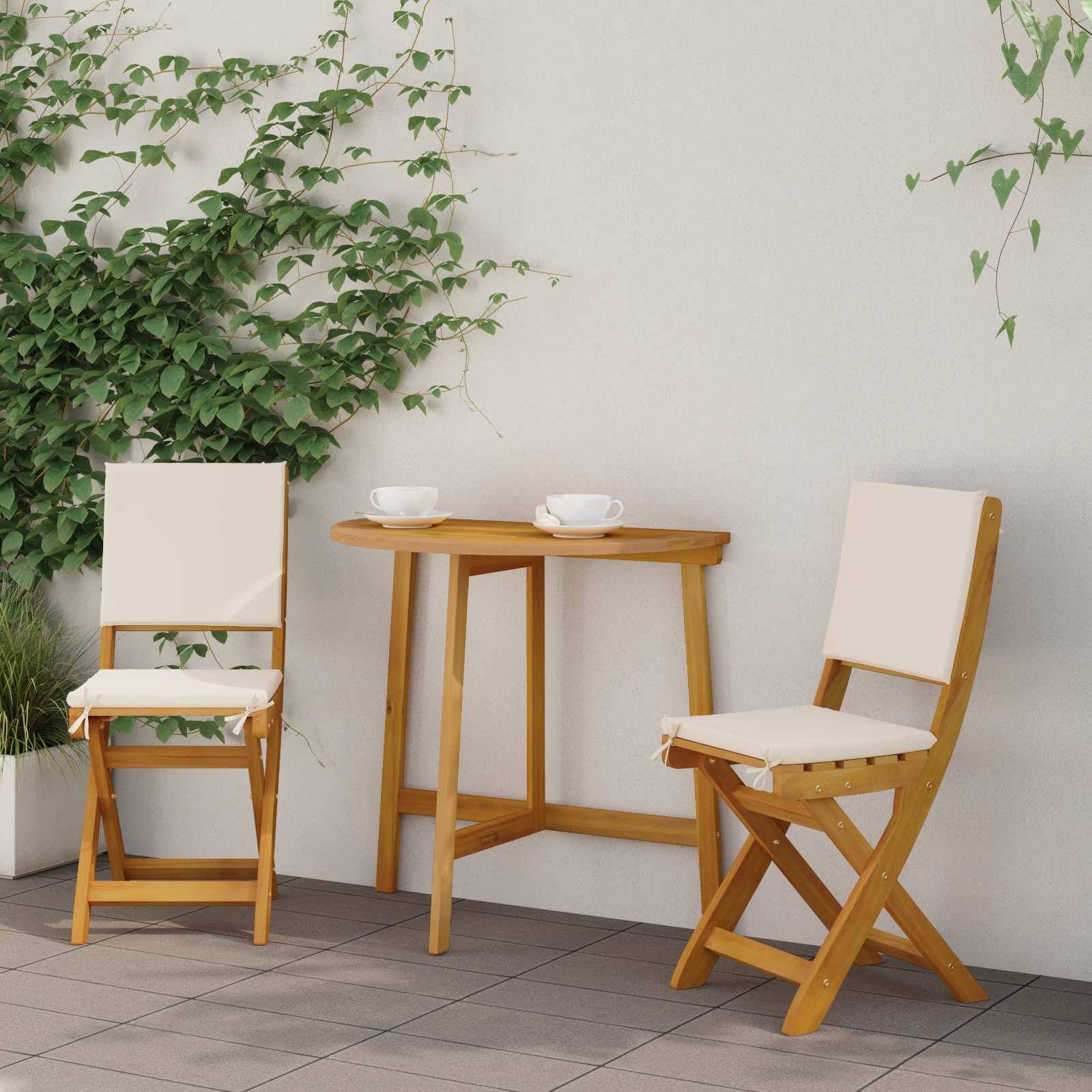 vidaXL Außen Bistro-Stühle mit Kissen 2 pcs Cremeweiß 38 x 46 x 85 cm