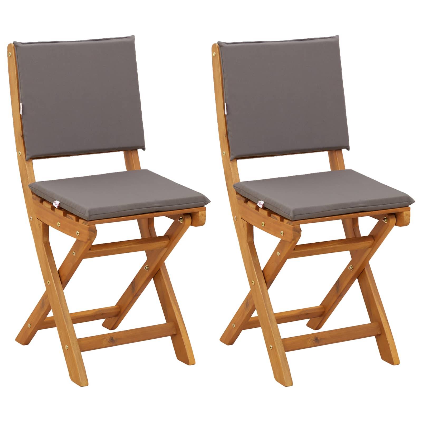 vidaXL Außen Bistro-Stühle mit Kissen 2 pcs Dunkelgrau 38 x 46 x 85 cm