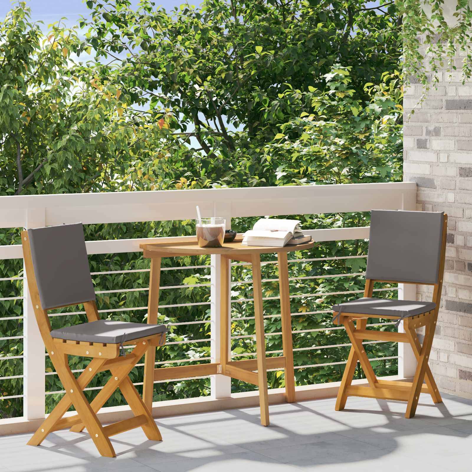 vidaXL Außen Bistro-Stühle mit Kissen 2 pcs Dunkelgrau 38 x 46 x 85 cm