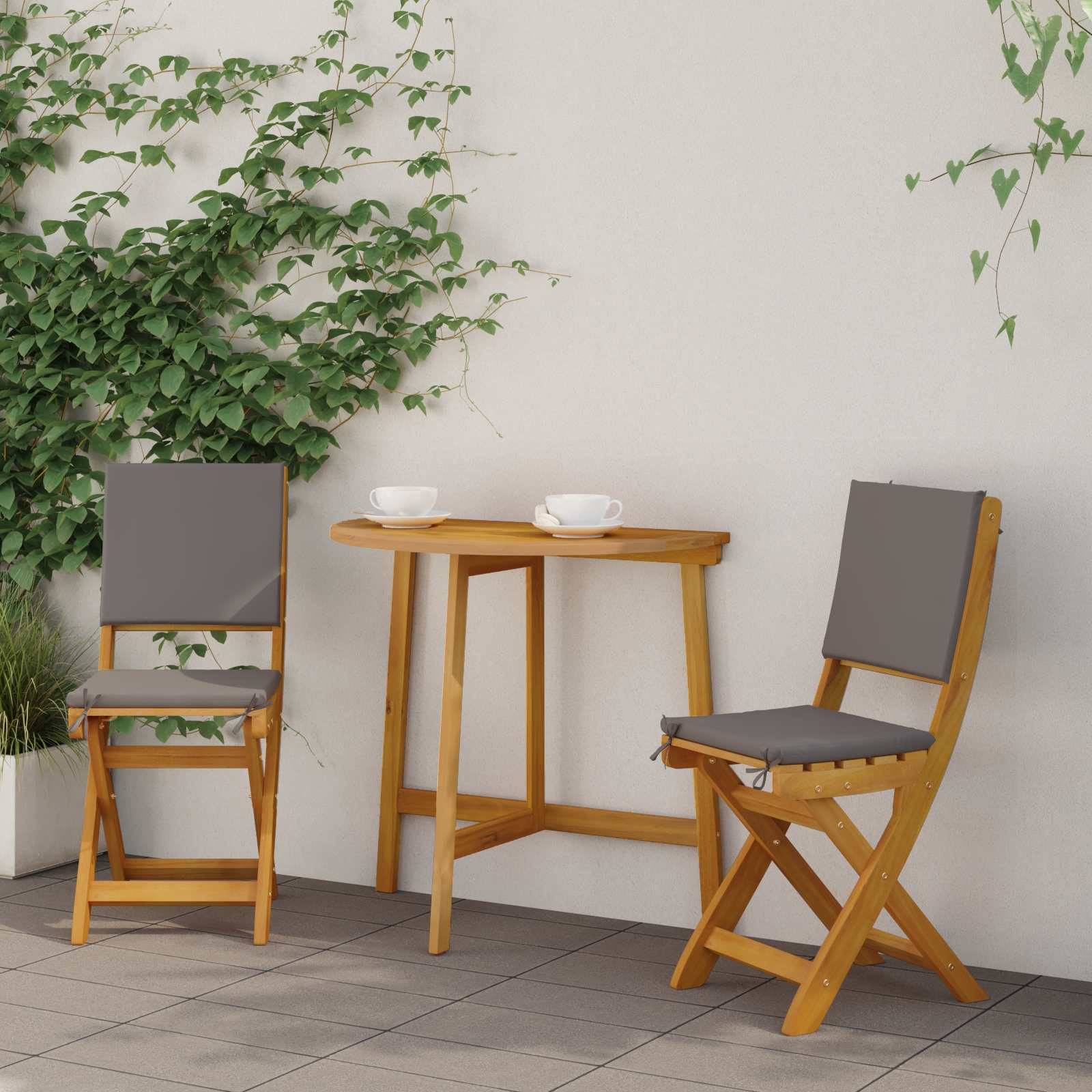 vidaXL Außen Bistro-Stühle mit Kissen 2 pcs Dunkelgrau 38 x 46 x 85 cm