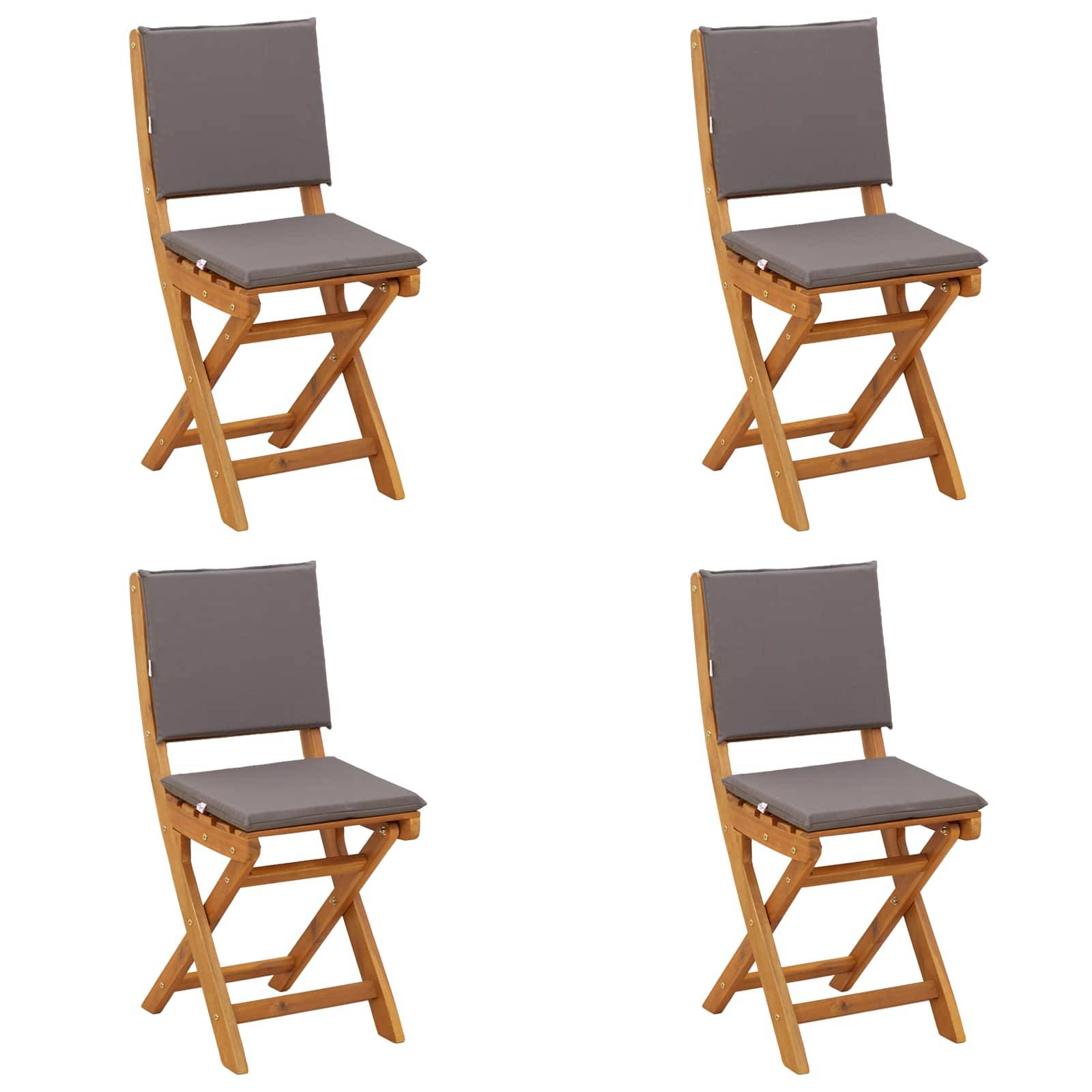 vidaXL Außen Bistro-Stühle mit Kissen 4 pcs Dunkelgrau 38 x 46 x 85 cm