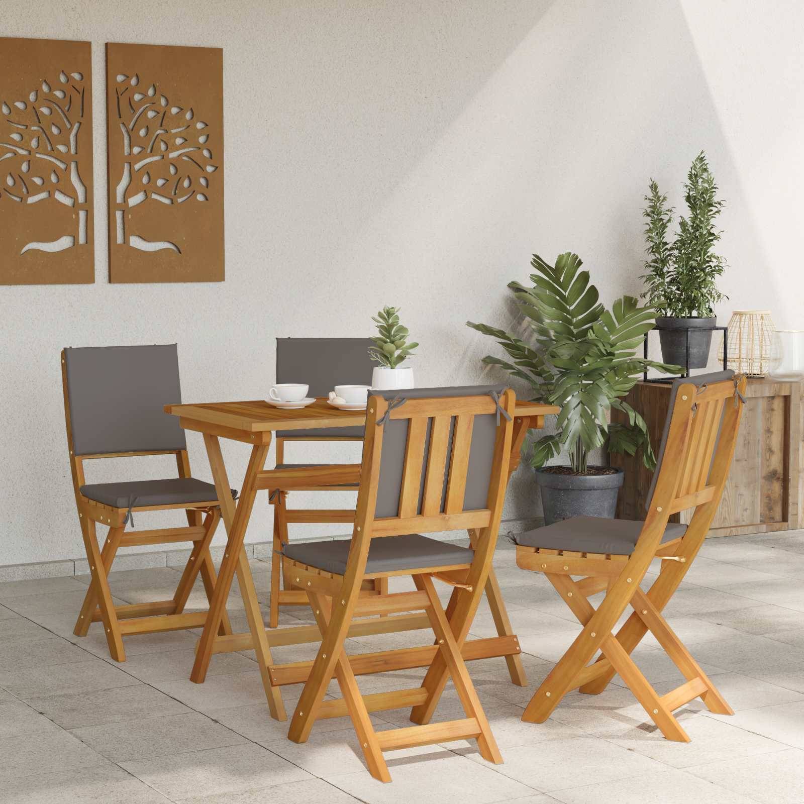 vidaXL Außen Bistro-Stühle mit Kissen 4 pcs Dunkelgrau 38 x 46 x 85 cm