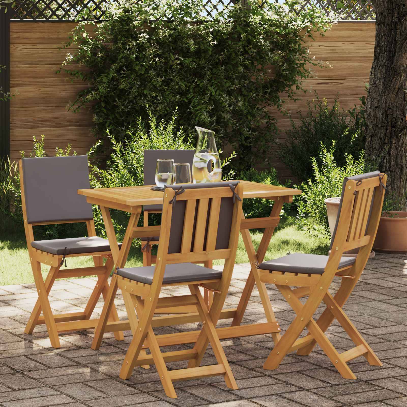 vidaXL Außen Bistro-Stühle mit Kissen 4 pcs Dunkelgrau 38 x 46 x 85 cm