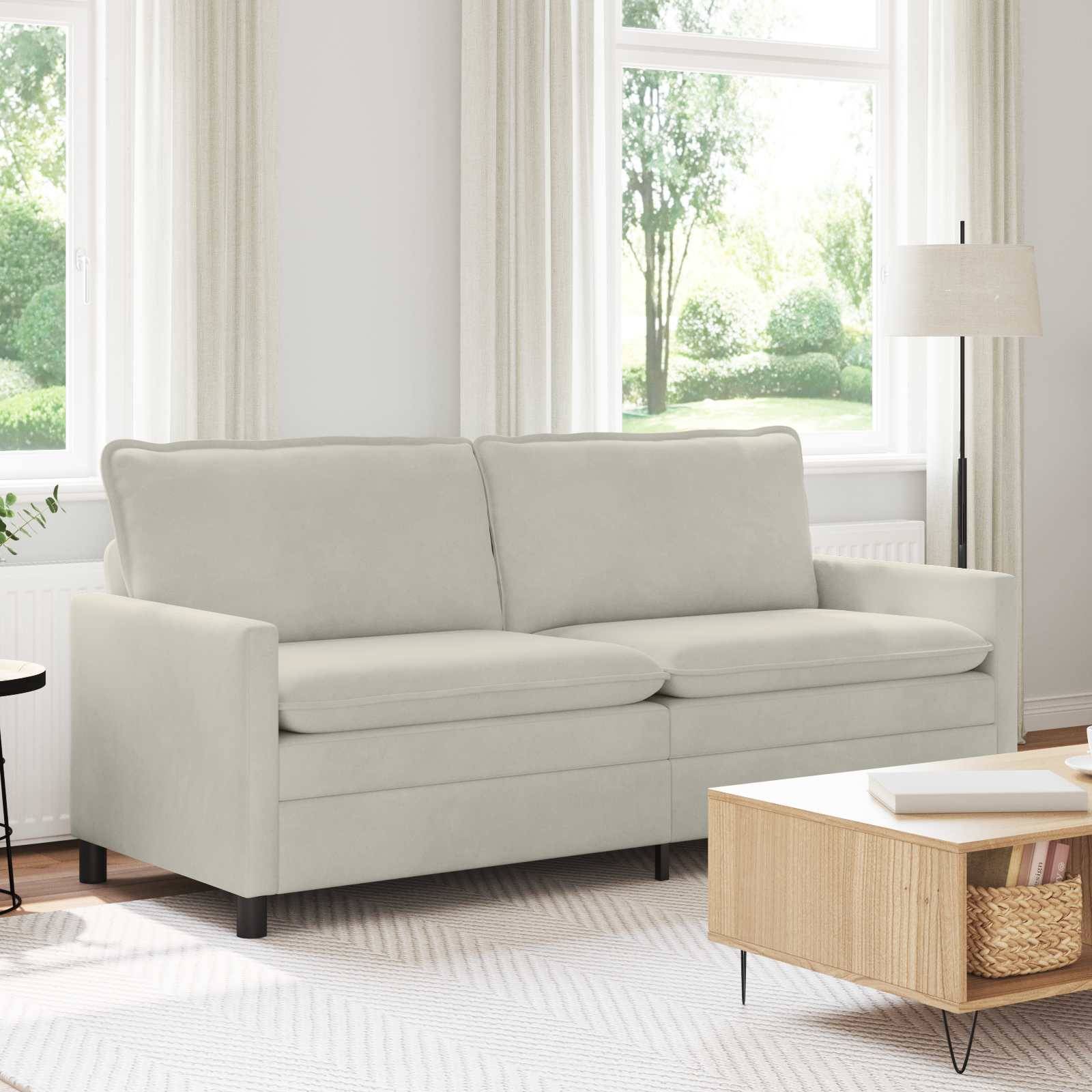 vidaXL Sofa Creme 196 x 81 x 87,5 cm Samt