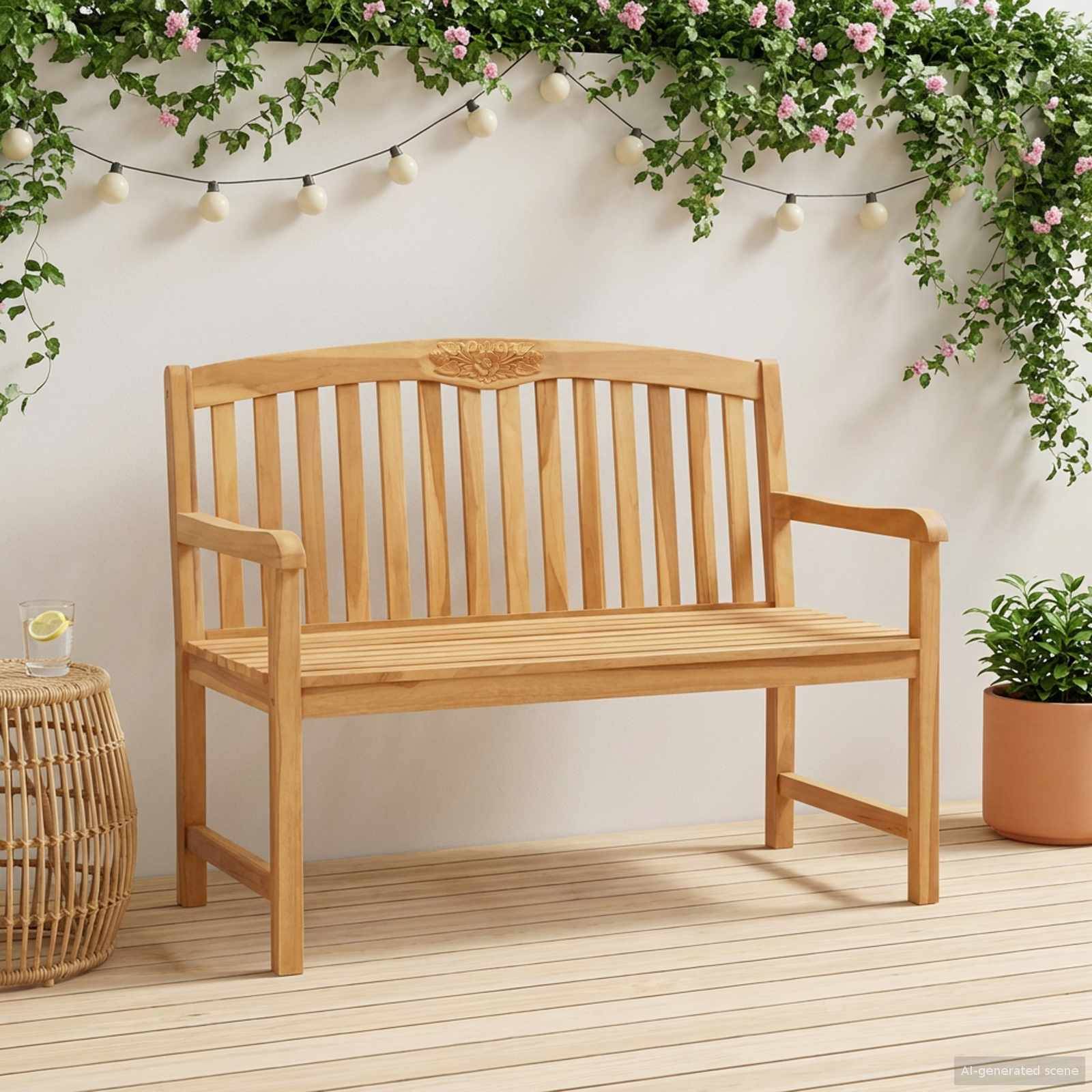 vidaXL Handgefertigte Rosenbank Natur 114 x 60,5 x 95 cm