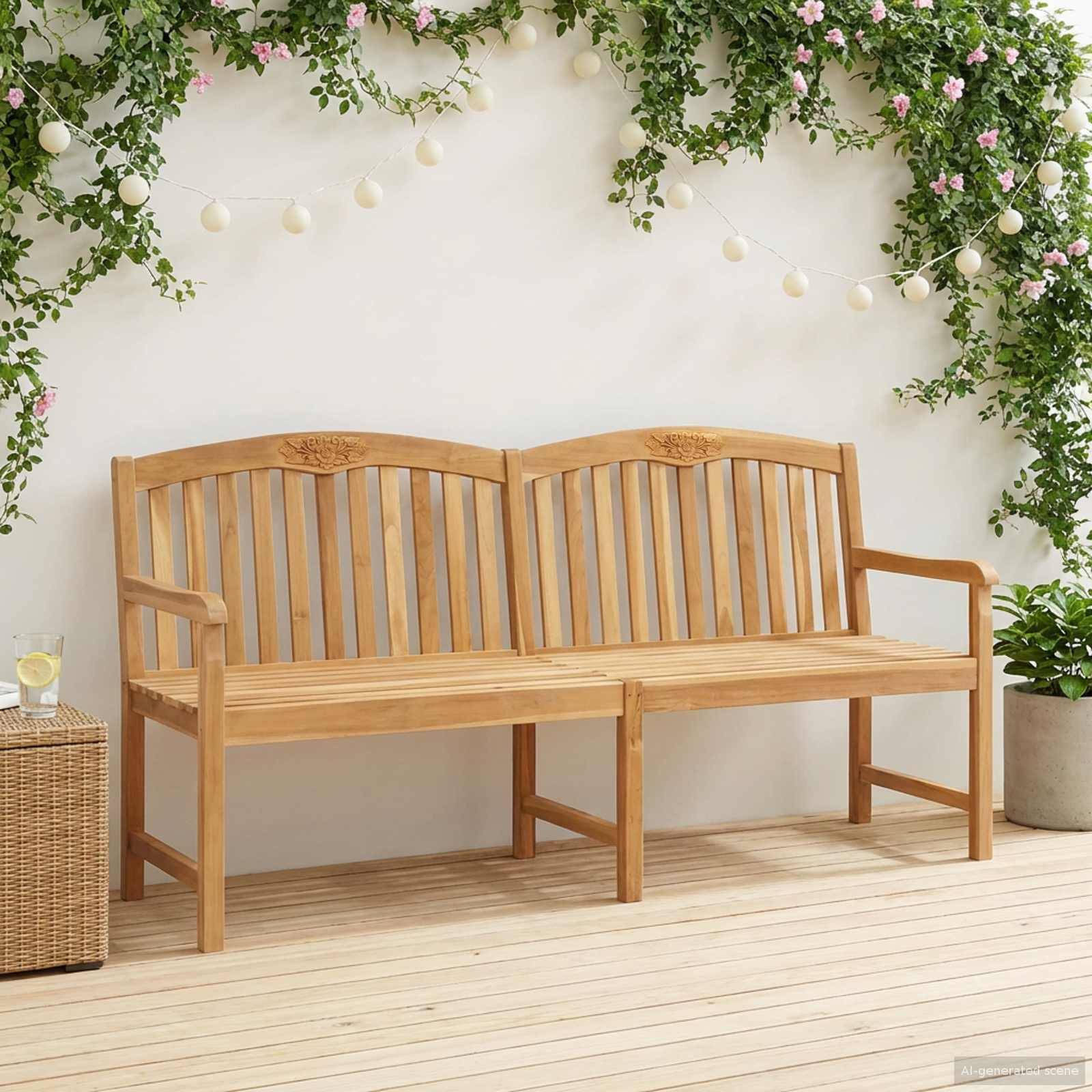 vidaXL Handgefertigte Rosenbank Natur 150 x 60 x 90 cm Massivholz Teak