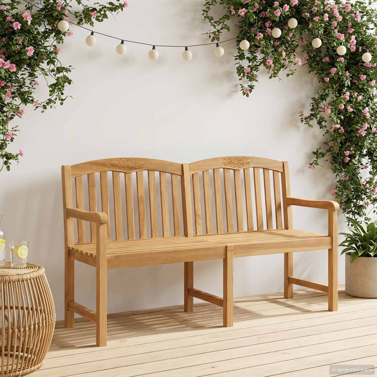 vidaXL Handgefertigte Rosenbank Natur 179,5 x 61 x 90 cm