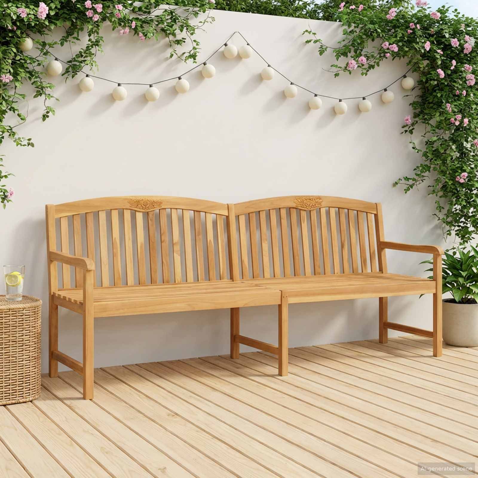 vidaXL Handgefertigte Rosenbank Natur 228 x 60 x 90 cm Massivholz Teak