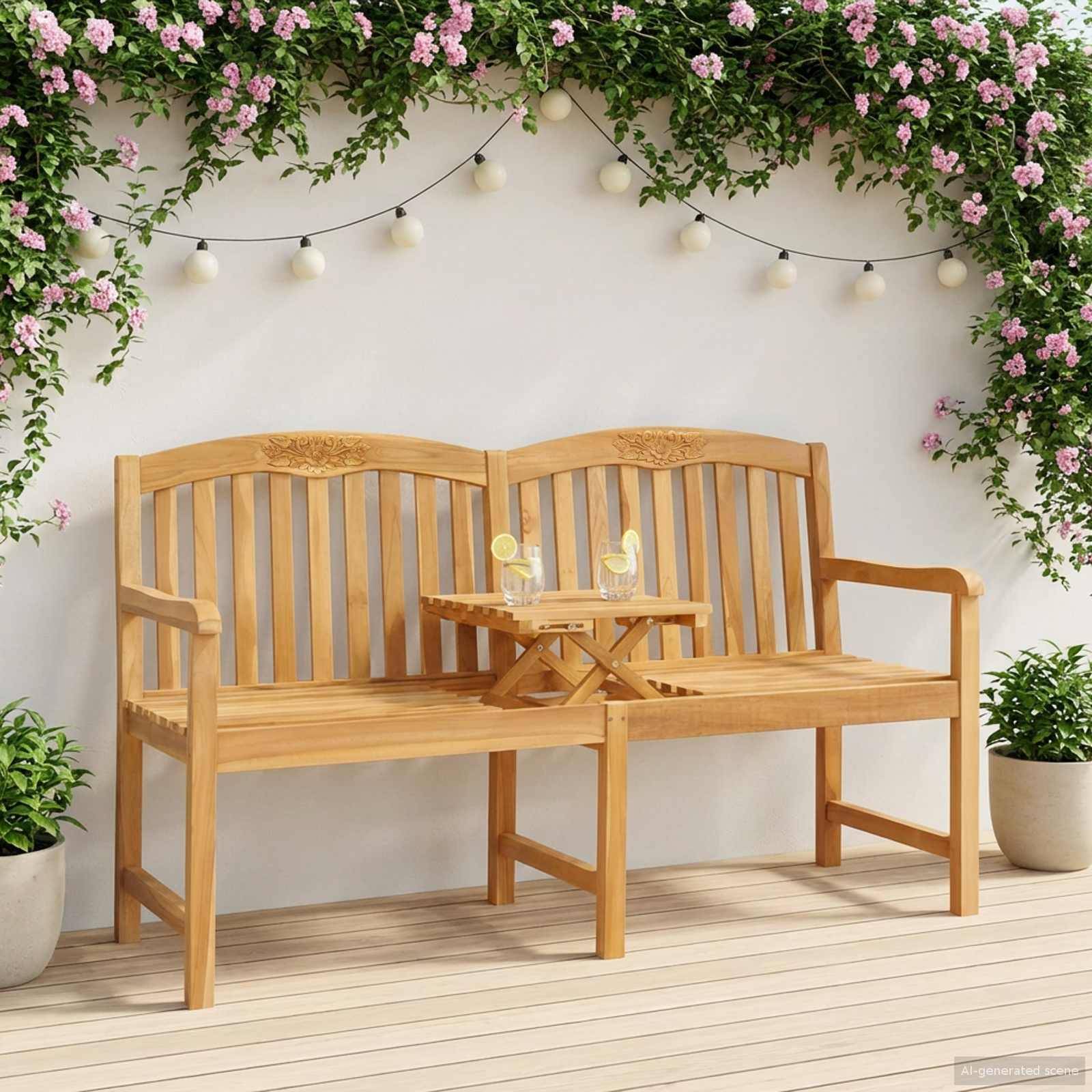 vidaXL Handgefertigte Rosenbank Natur 150,5 x 60 x 95 cm