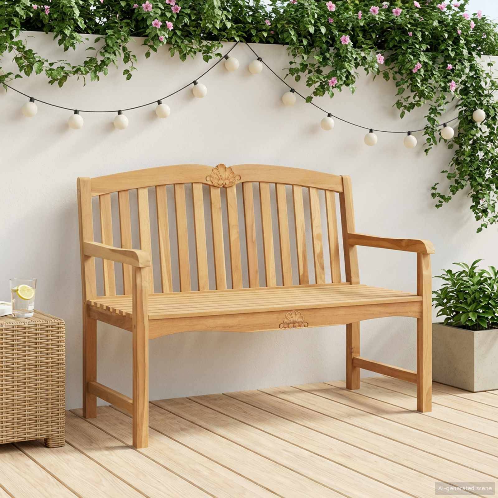 vidaXL Handgefertigte Rosenbank Natur 114 x 60 x 95 cm Massivholz Teak