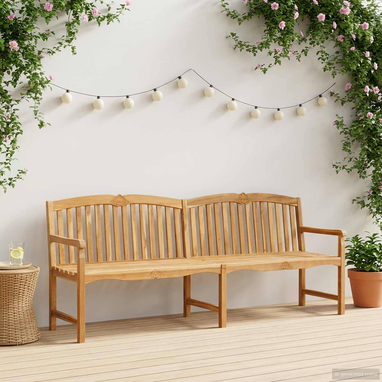 vidaXL Handgefertigte Rosenbank Natur 228 x 61 x 94,5 cm