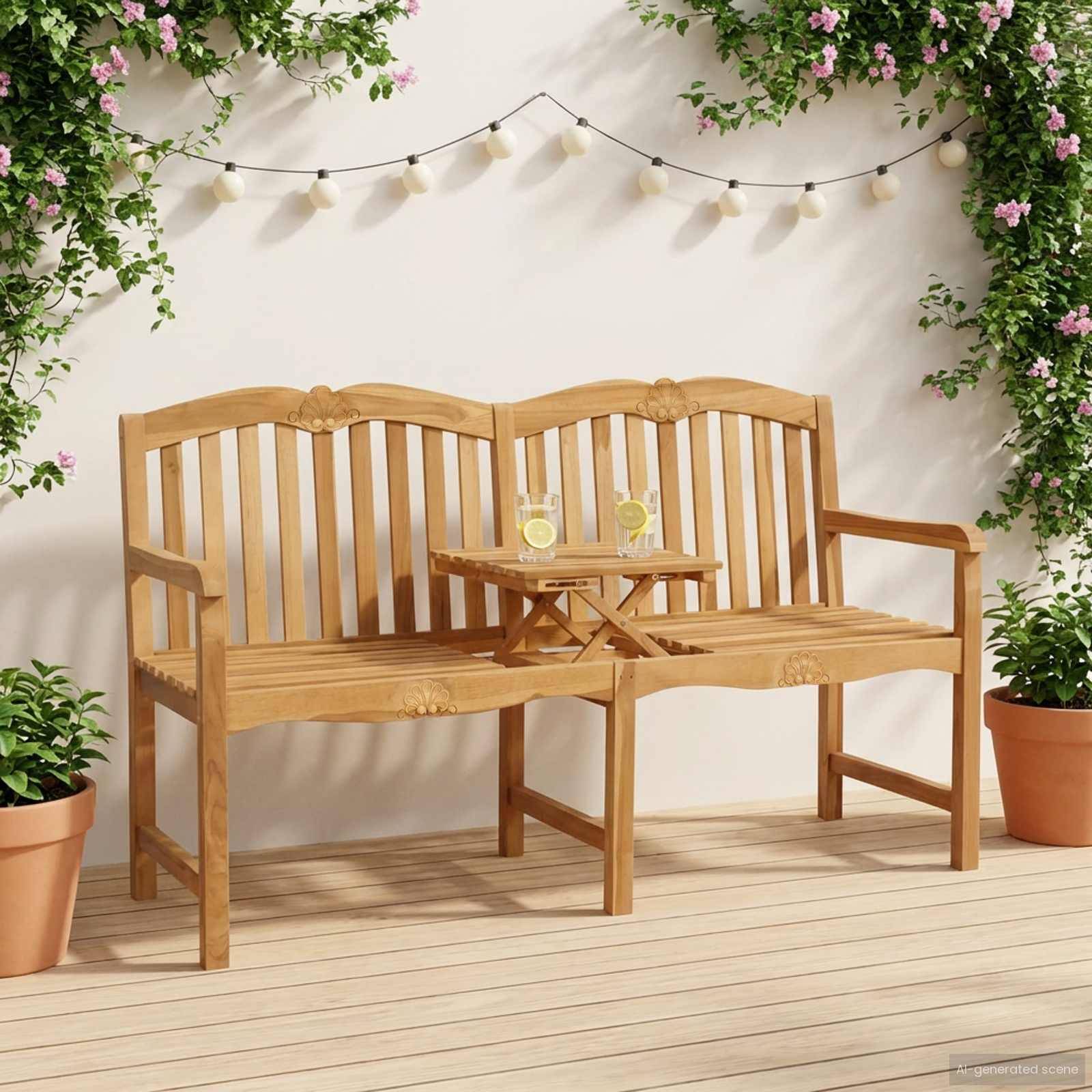 vidaXL Handgefertigte Rosenbank Natur 155 x 60 x 94 cm Massivholz Teak