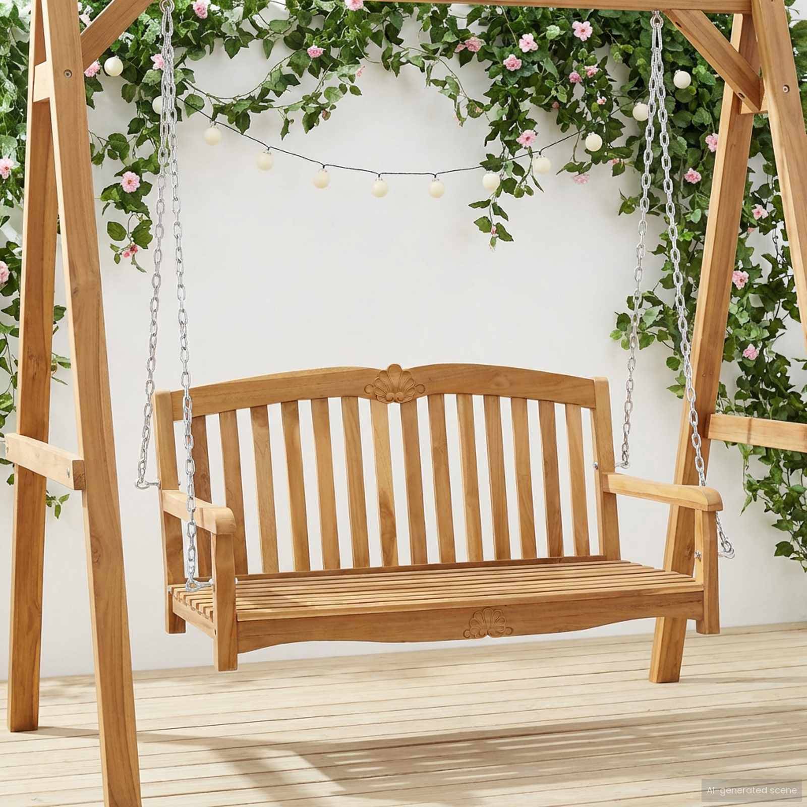vidaXL Schaukelbank Natur 114 x 60 x 60,5 cm Massivholz Teak